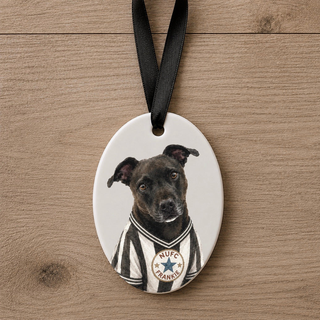 Personalised Newcastle Football Top Dog Ornament