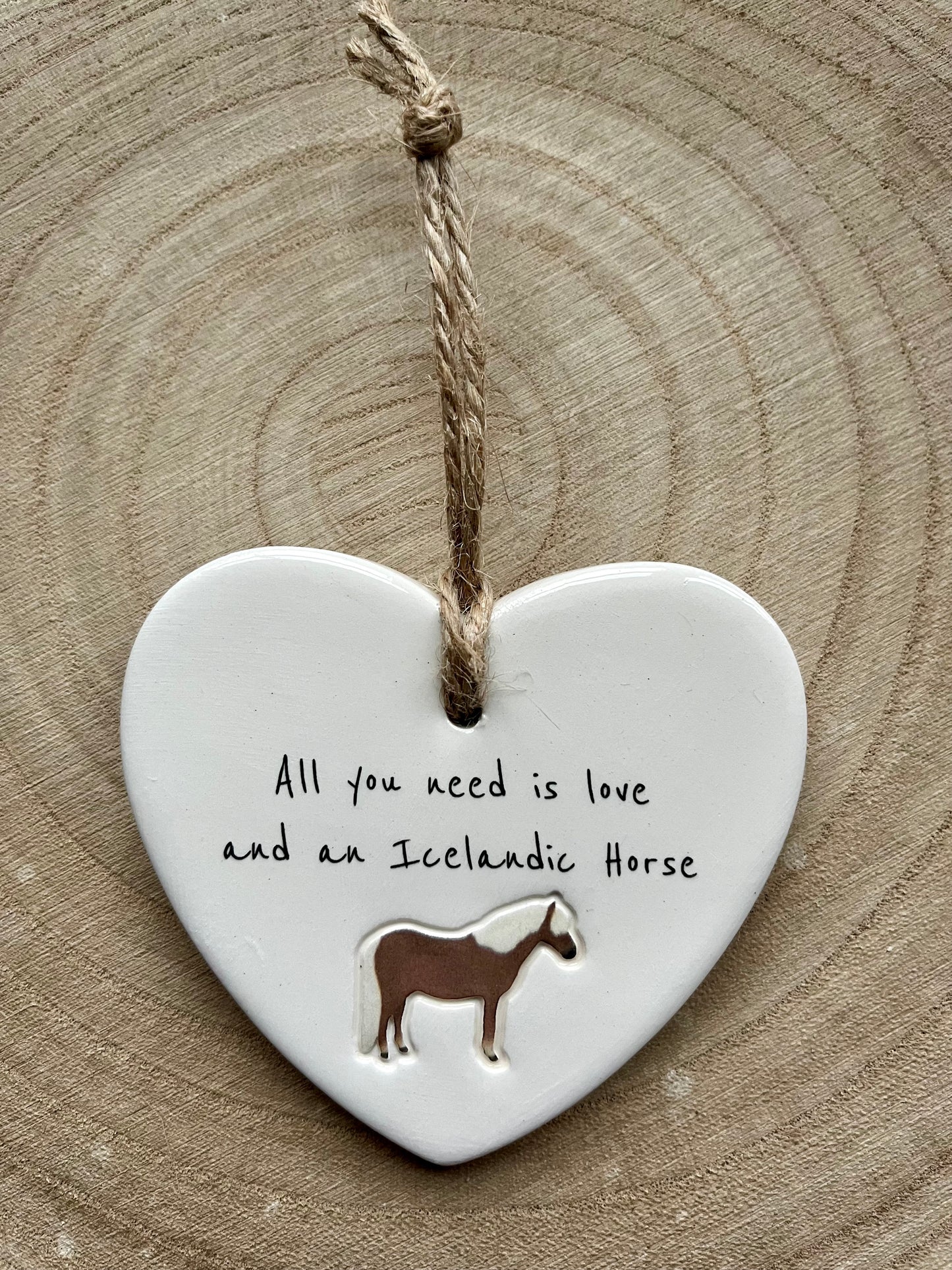 Icelandic Horse Ceramic Heart Ornament