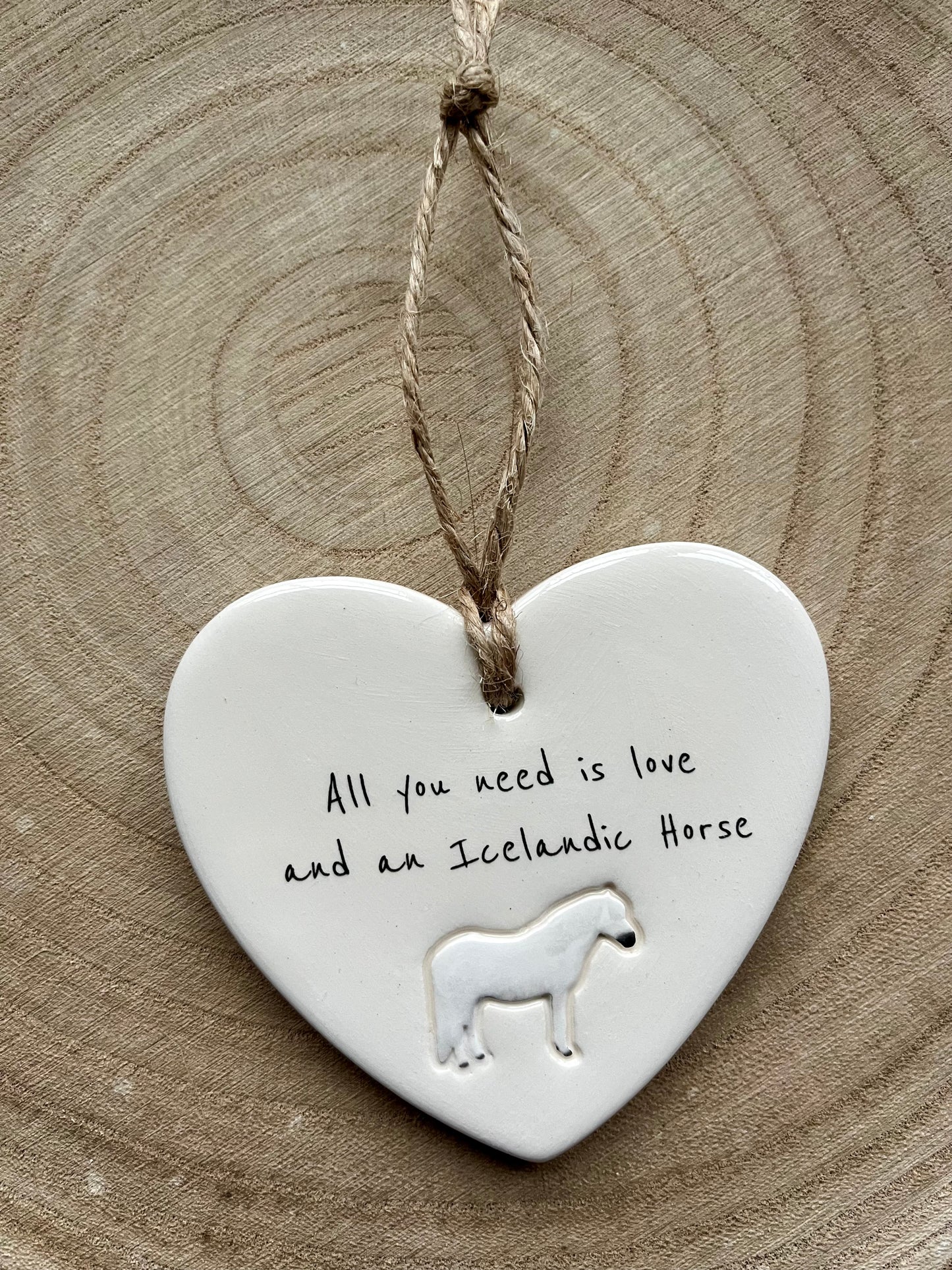 Icelandic Horse Ceramic Heart Ornament