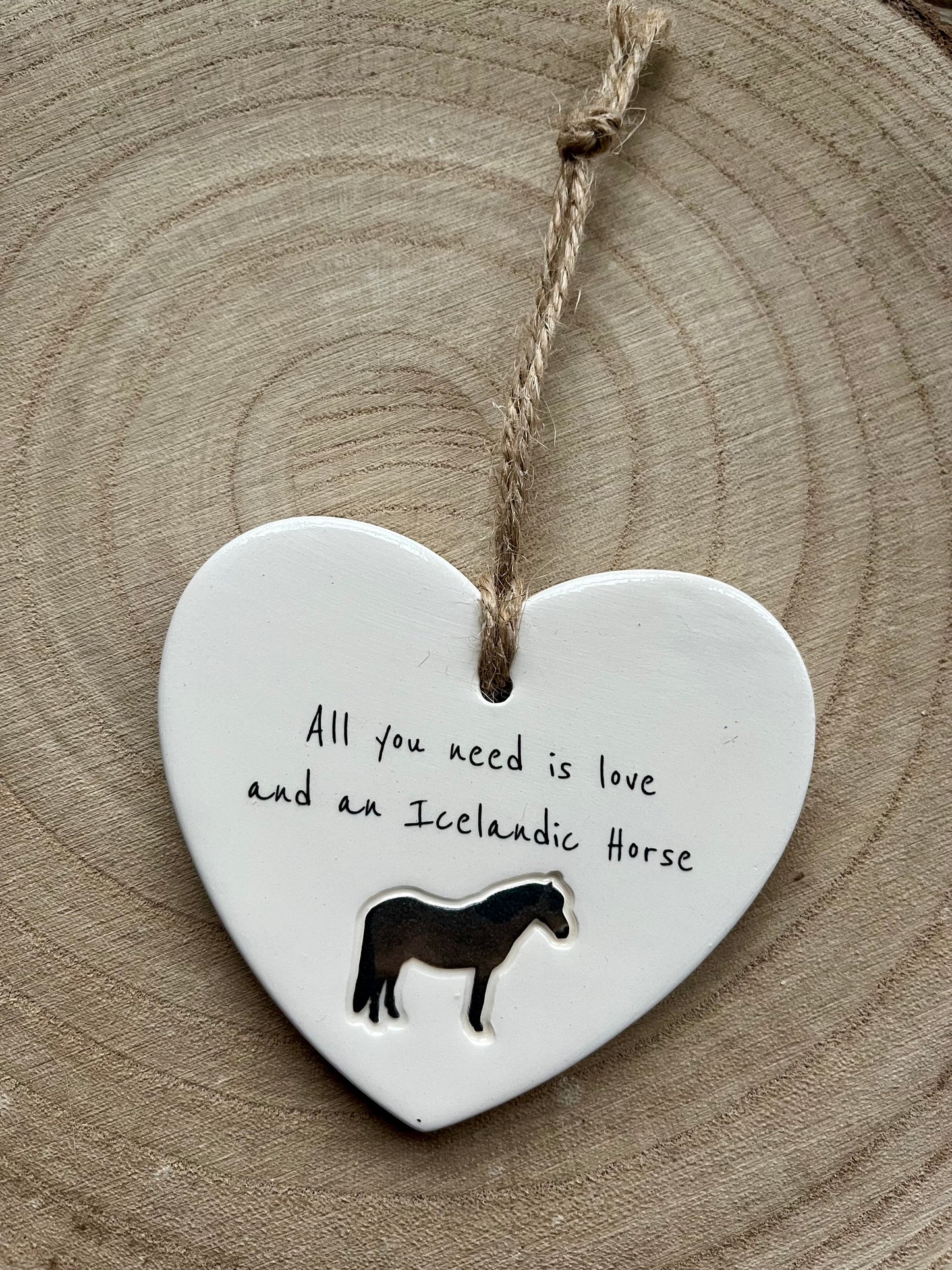 Icelandic Horse Ceramic Heart Ornament