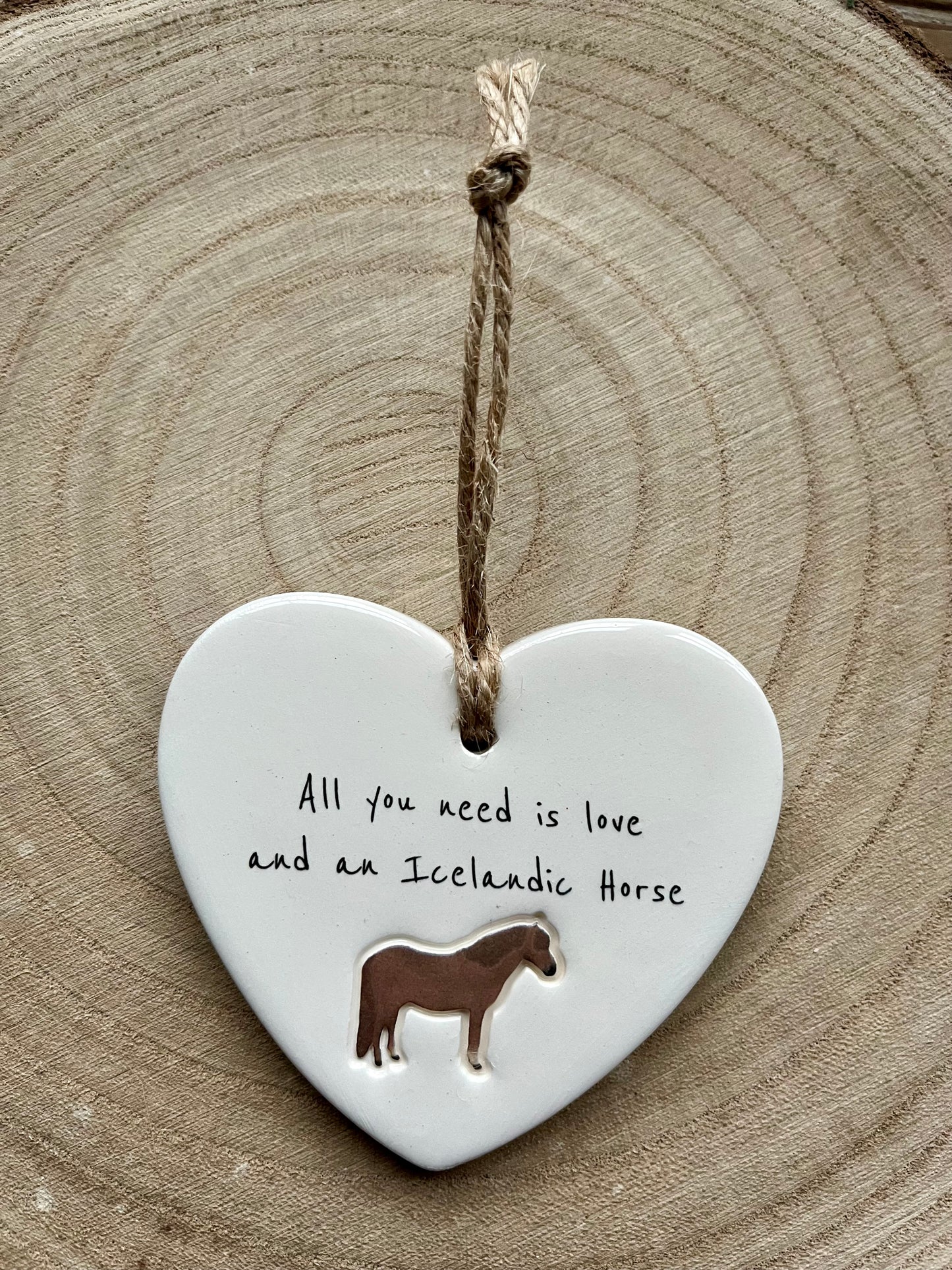 Icelandic Horse Ceramic Heart Ornament