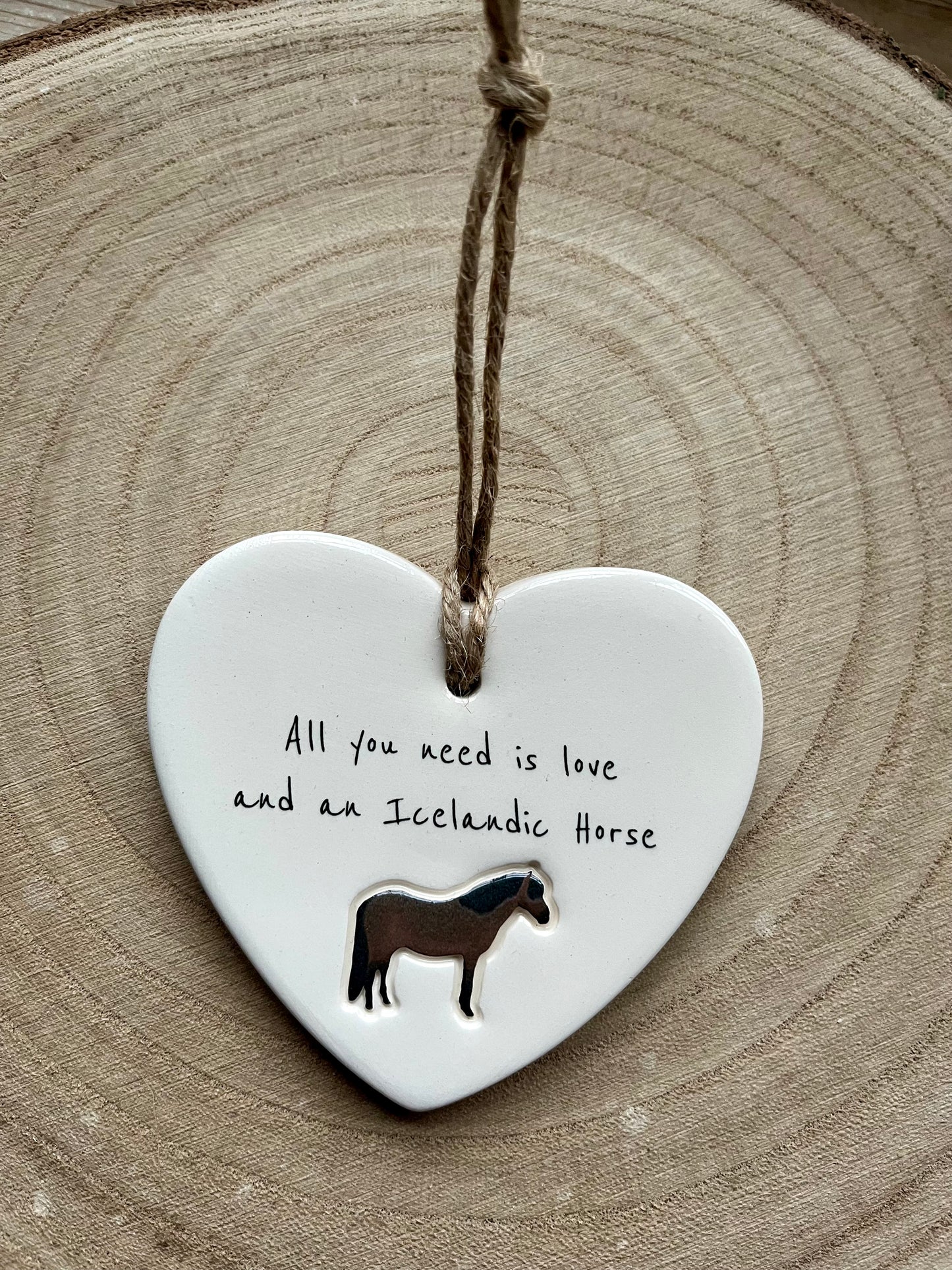 Icelandic Horse Ceramic Heart Ornament