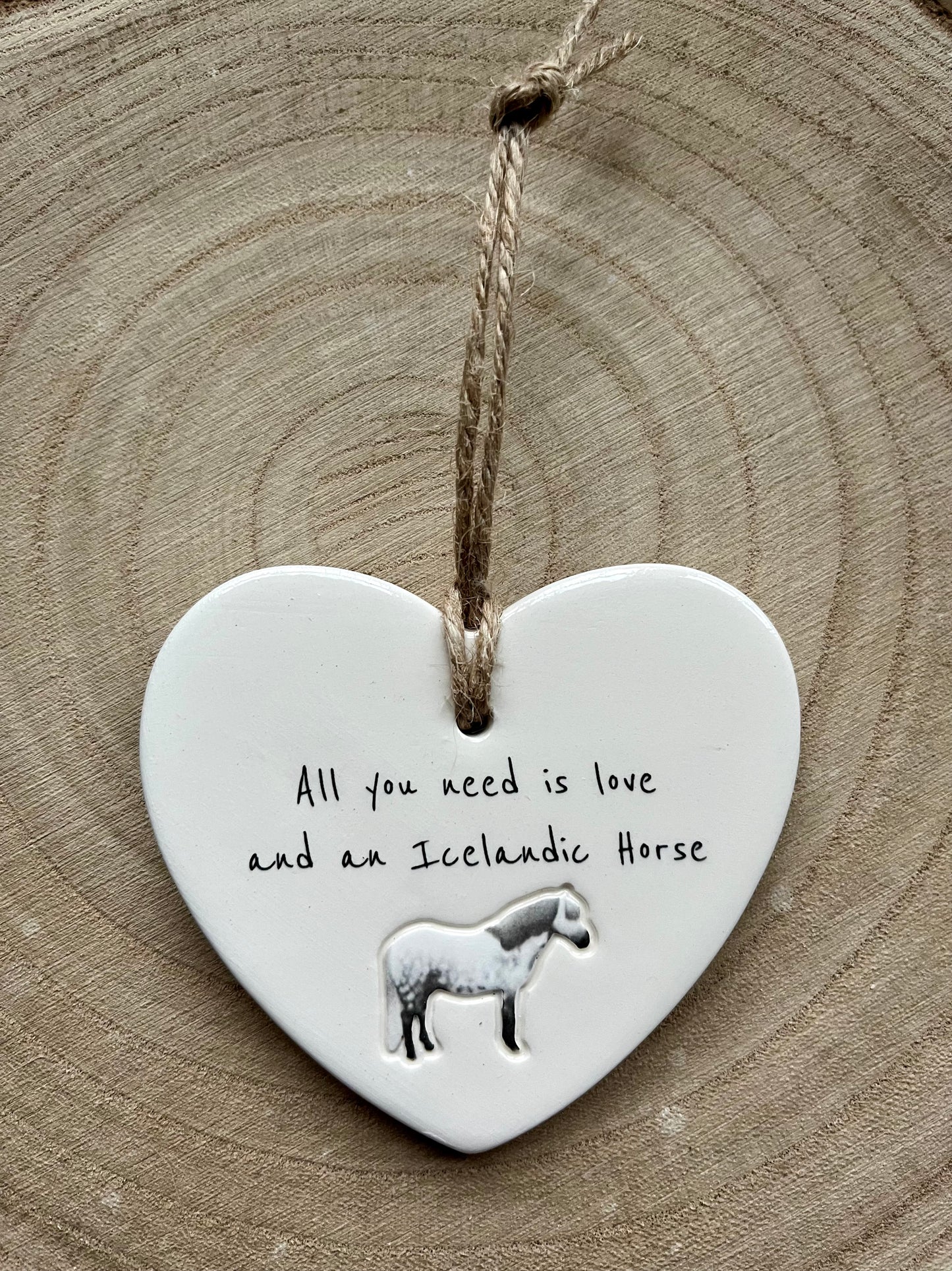 Icelandic Horse Ceramic Heart Ornament