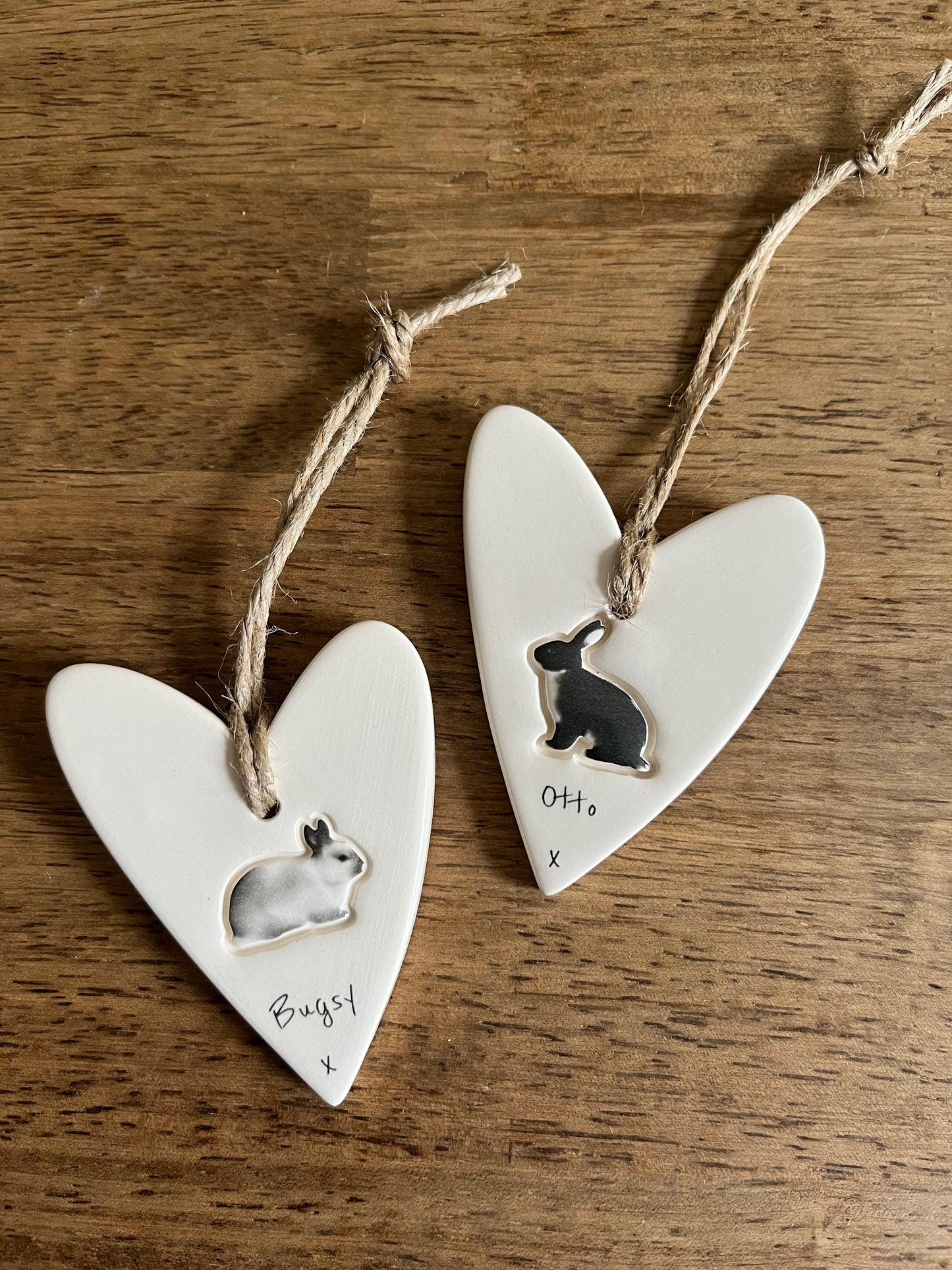 Personalised Rabbit Heart Ornament