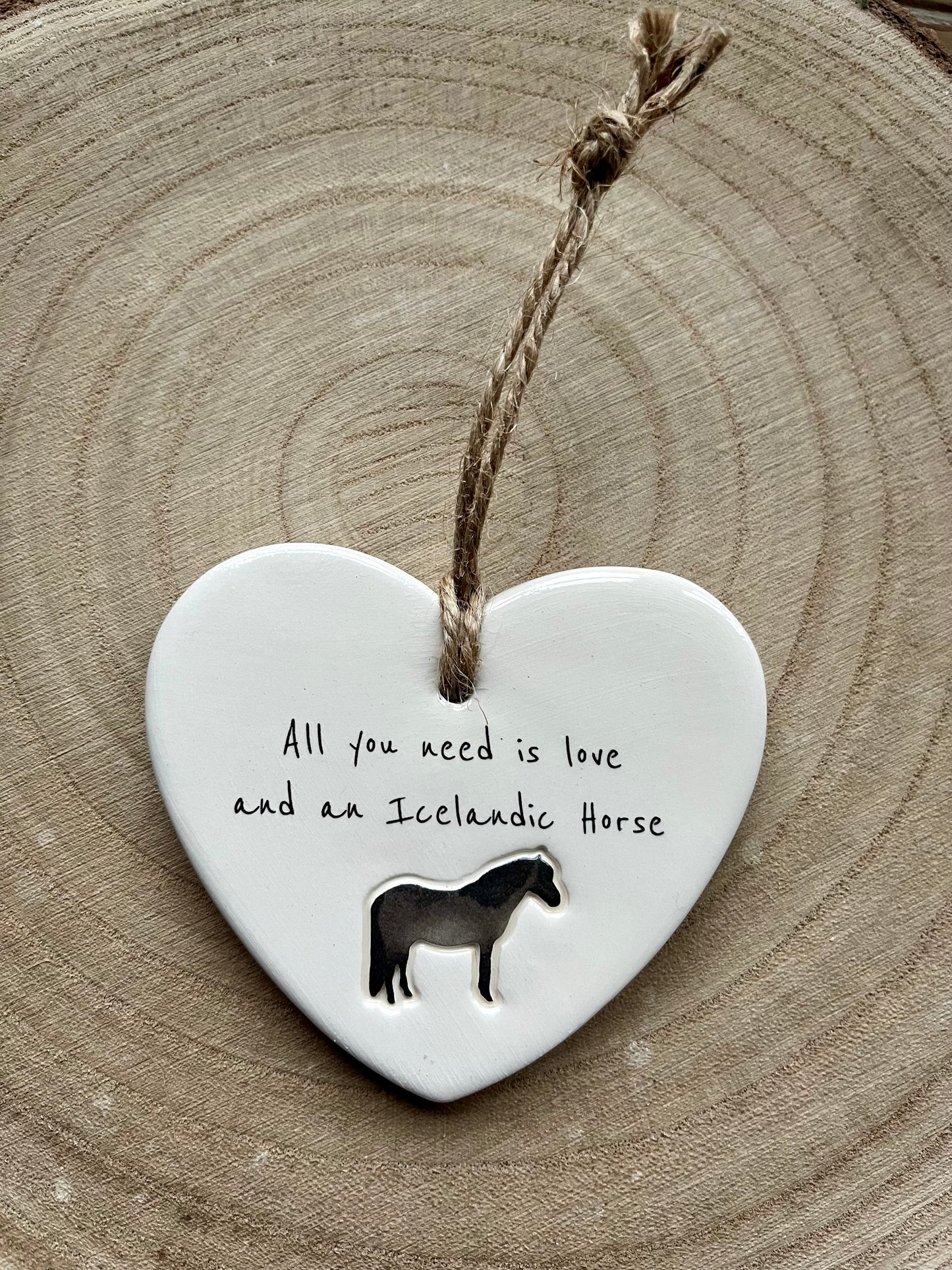 Icelandic Horse Ceramic Heart Ornament
