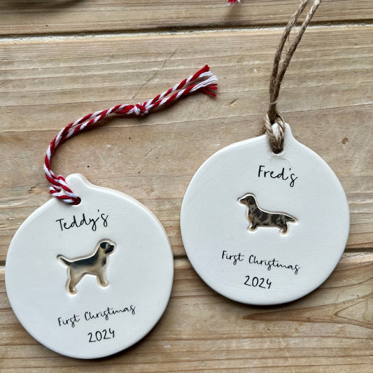 Personalised Dogs First Christmas 2025 Ornament