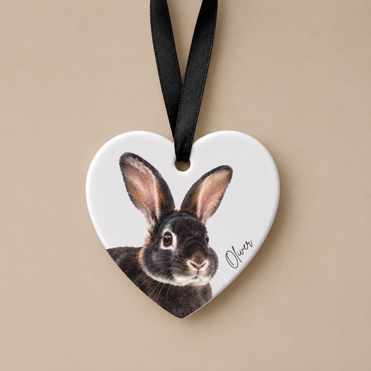 Personalised Watercolour Rabbit Portrait Ornament