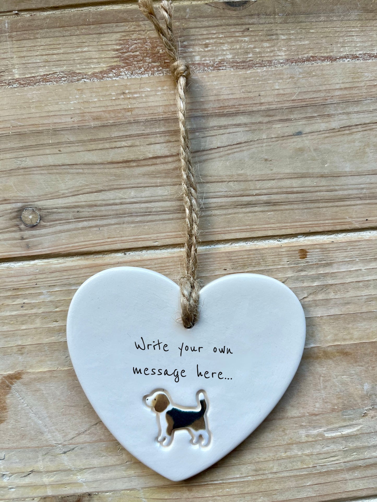 Personalised Writing Ceramic Dog Heart Ornament
