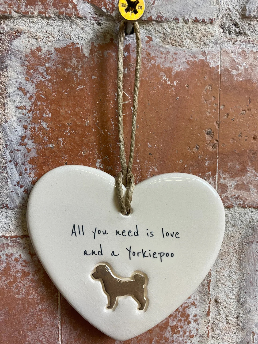Yorkiepoo Ceramic Heart Ornament