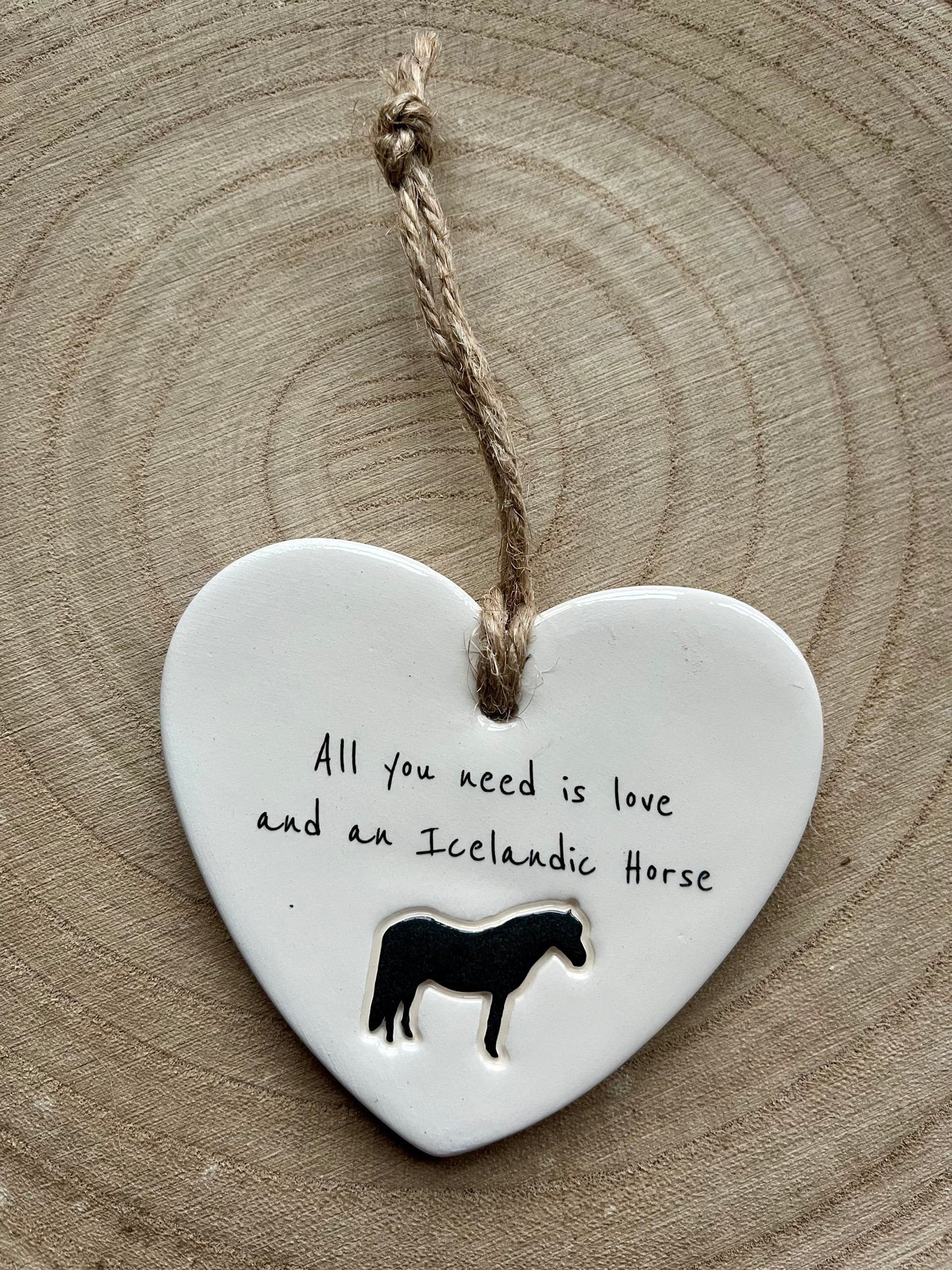 Icelandic Horse Ceramic Heart Ornament