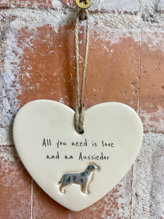 Aussiedor Ceramic Heart Ornament