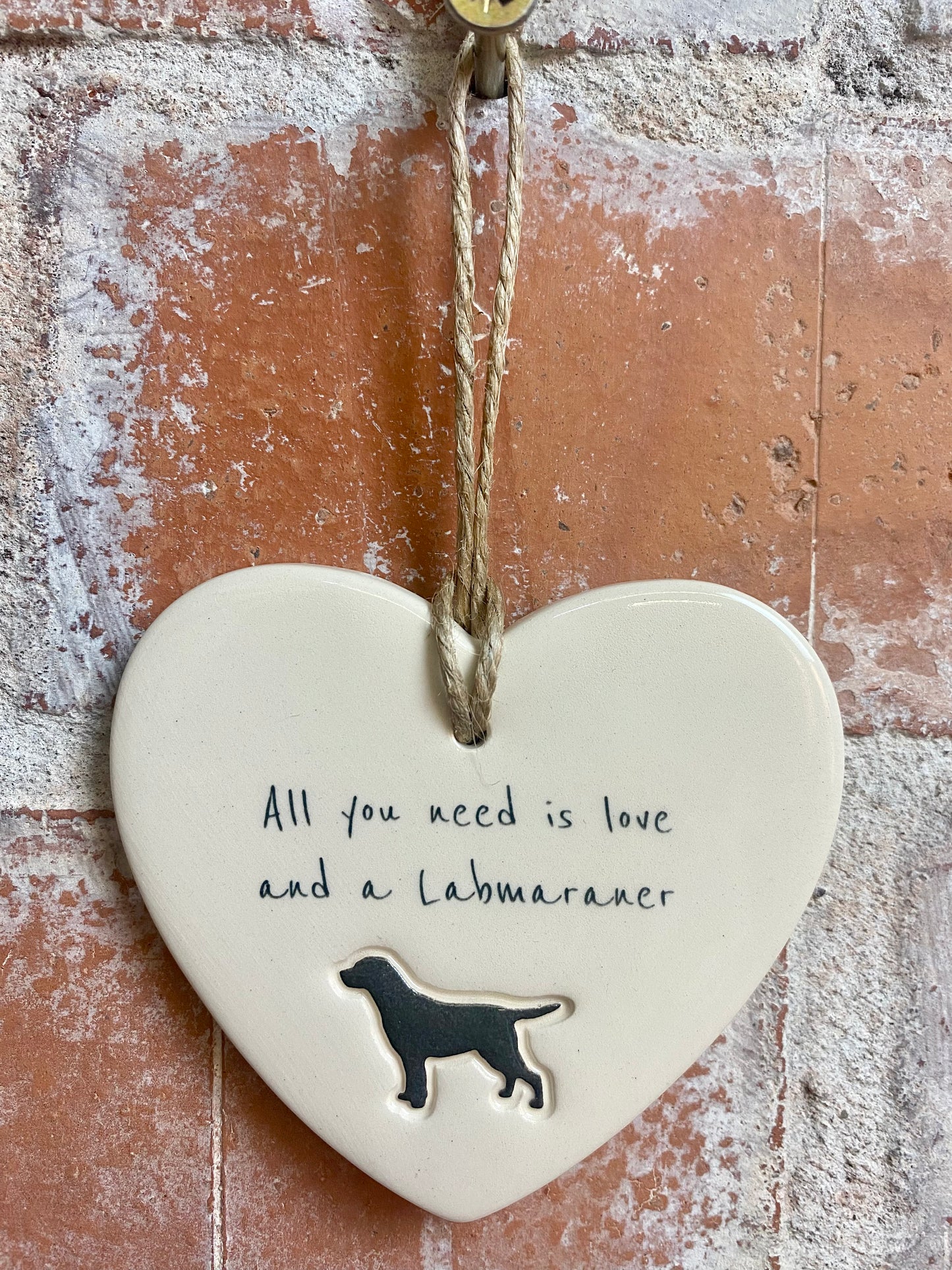 Labmaraner Ceramic Heart Ornament