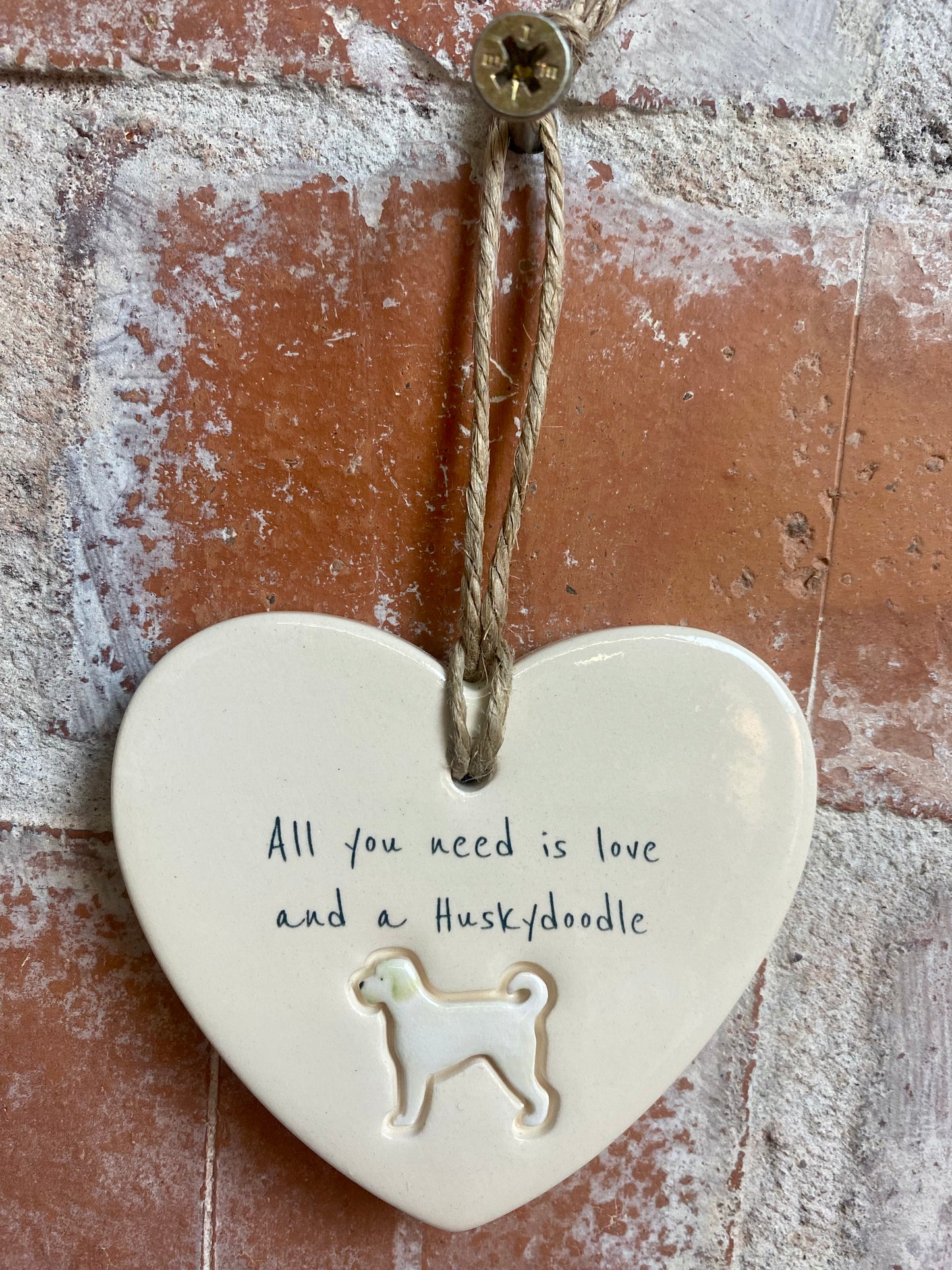 Huskydoodle Ceramic Heart Ornament