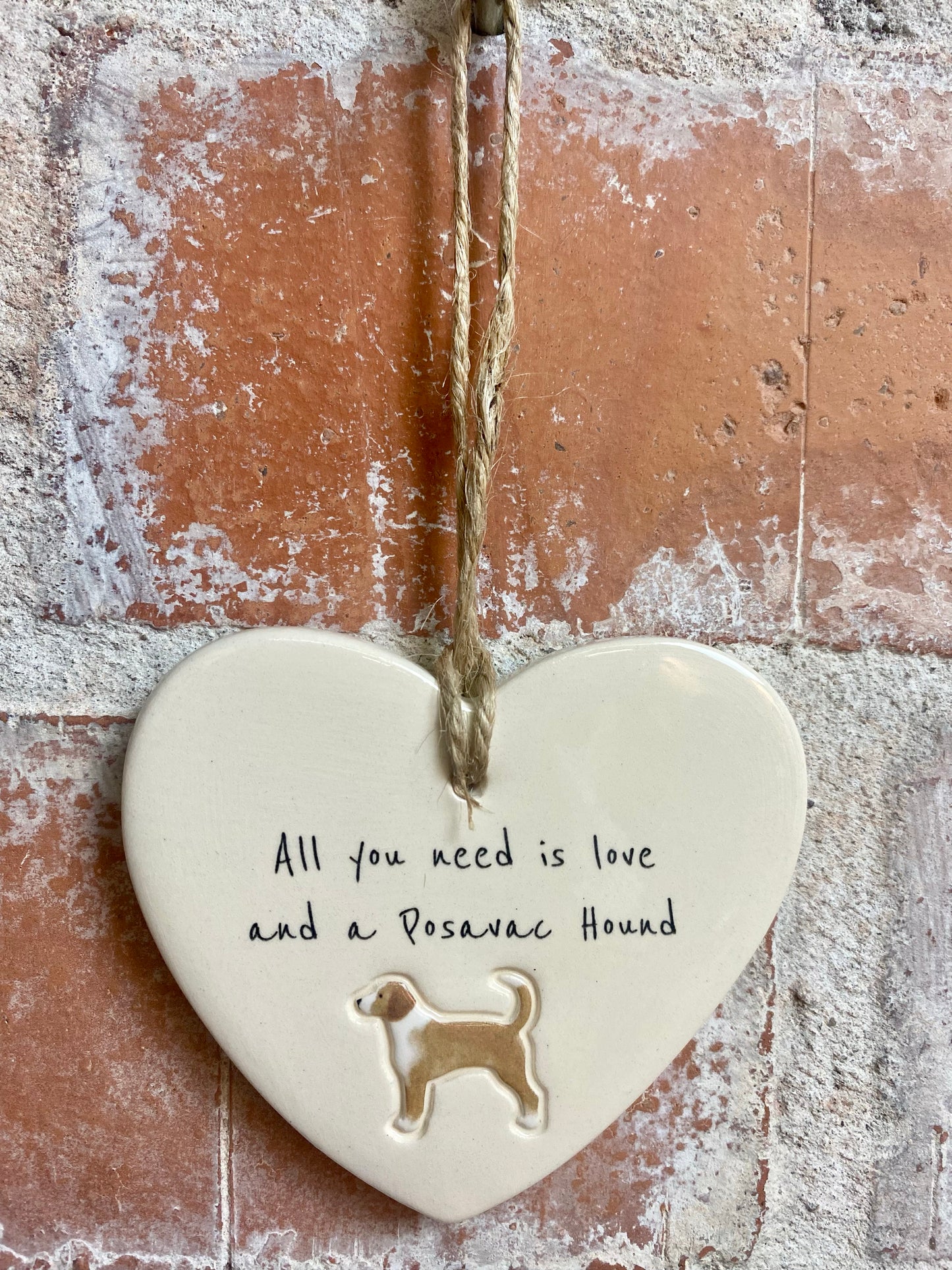 Posavac Hound Ceramic Heart Ornament