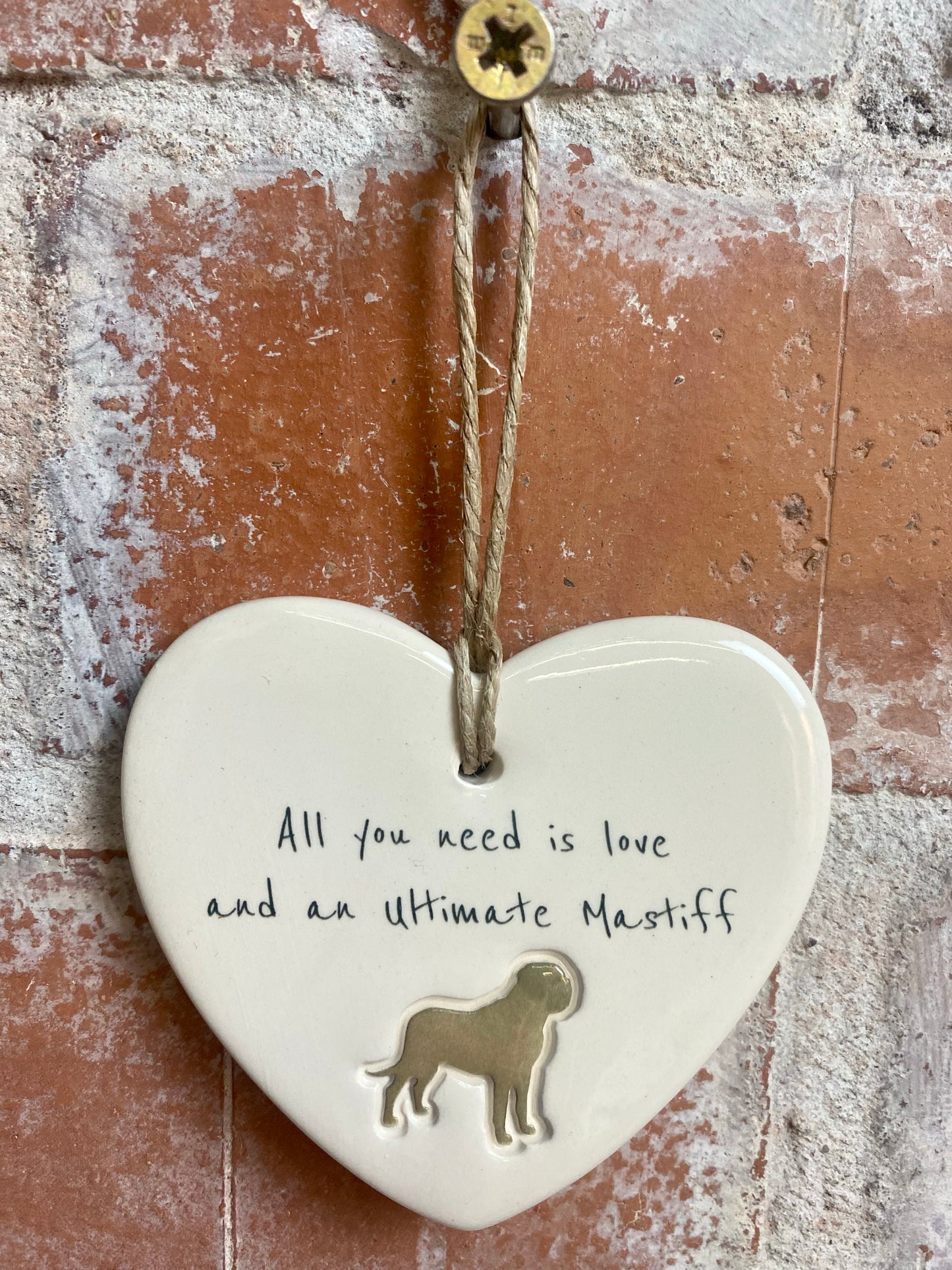 Ultimate Mastiff Ceramic Heart Ornament