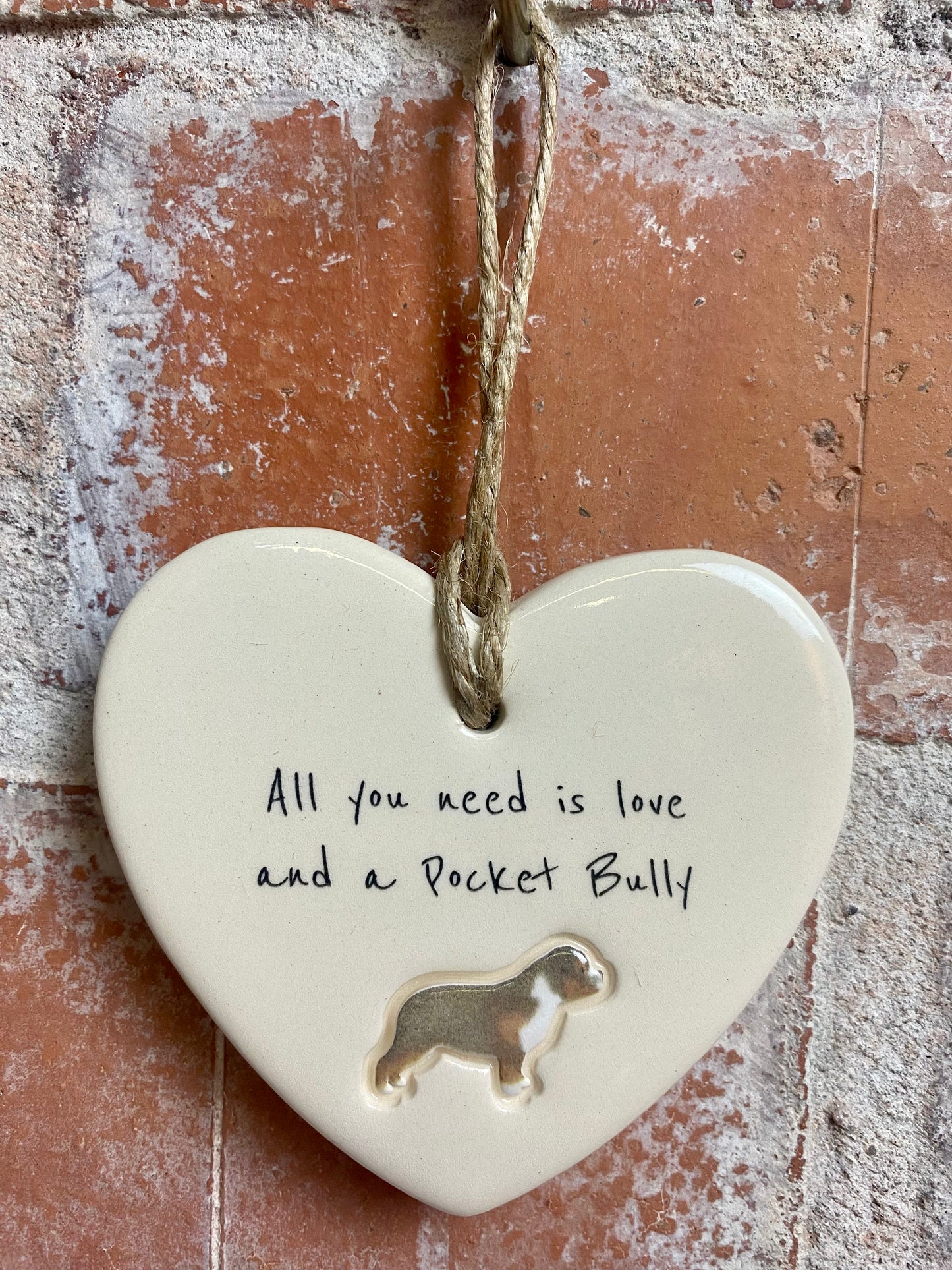 Pocket Bully Ceramic Heart Ornament