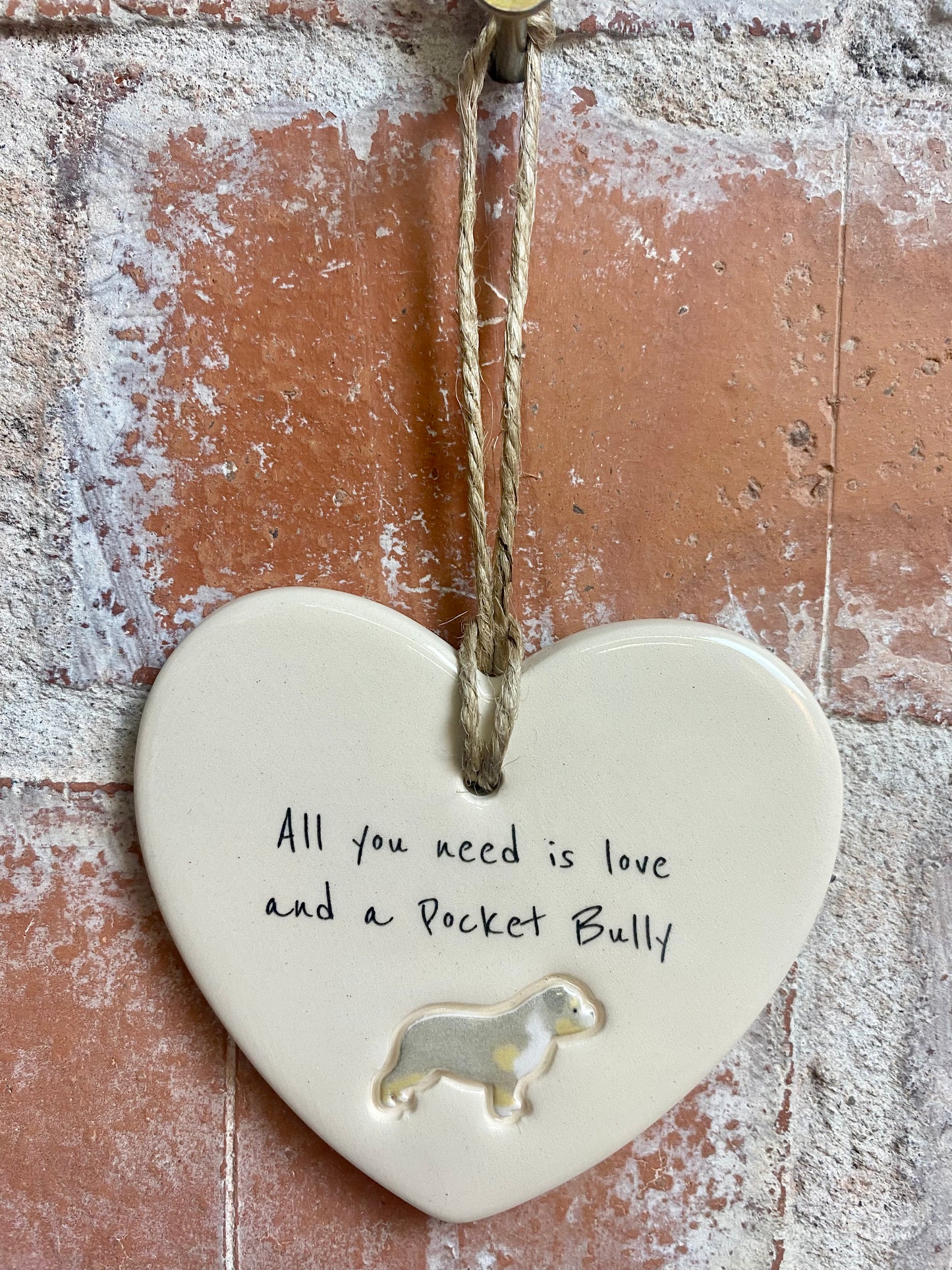 Pocket Bully Ceramic Heart Ornament