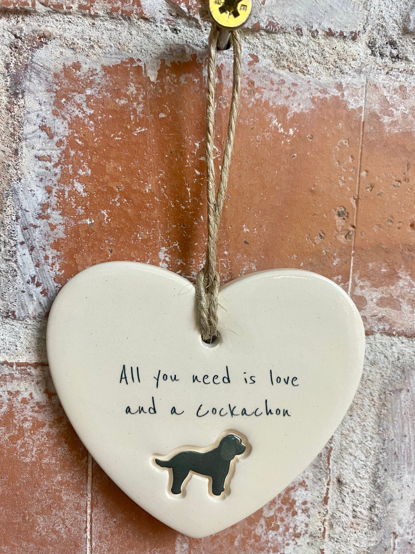 Cockachon Ceramic Heart Ornament