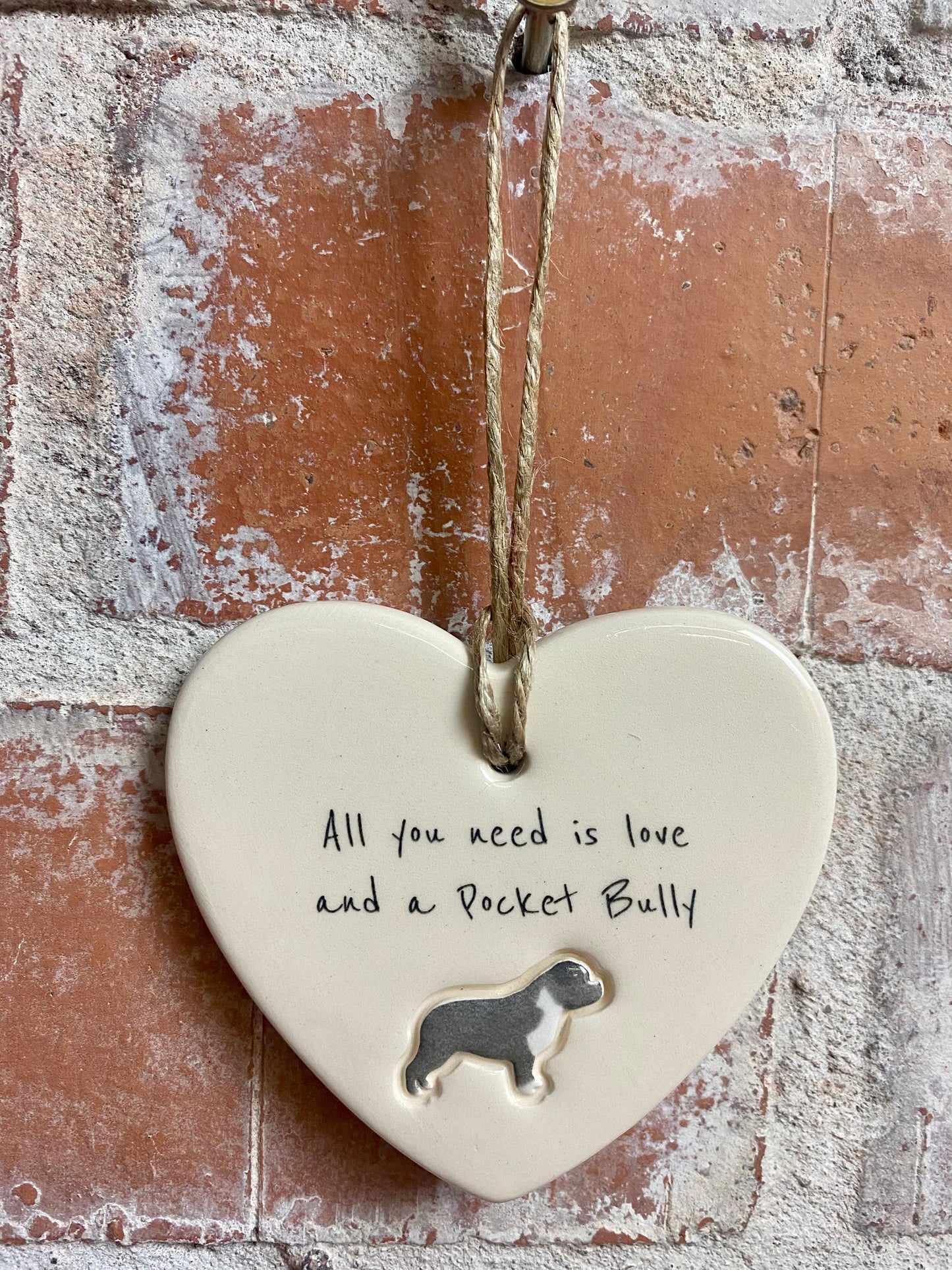 Pocket Bully Ceramic Heart Ornament