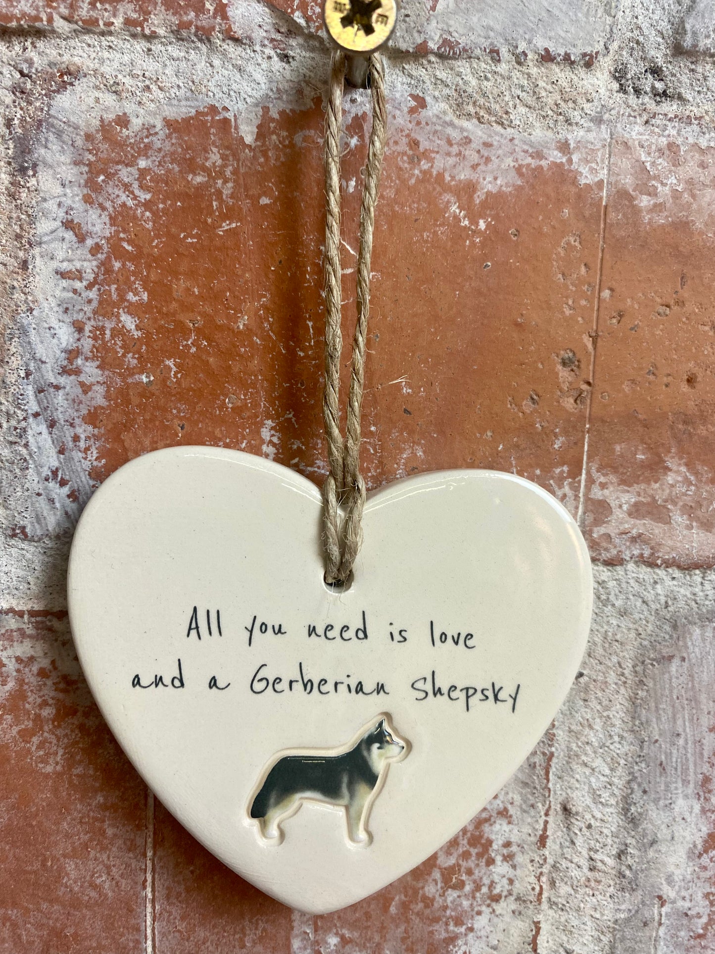 Gerberian Shepsky ceramic heart