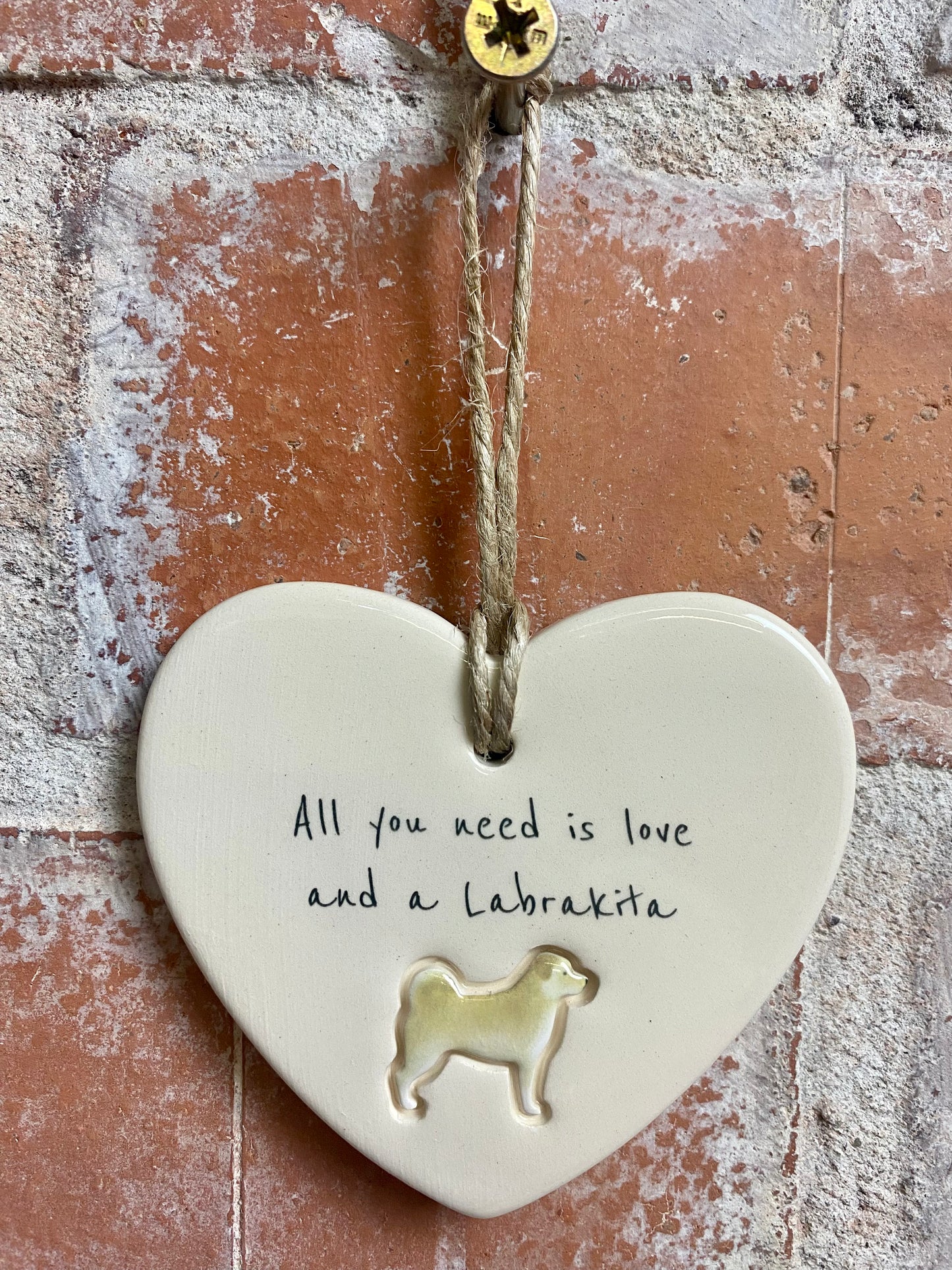 Labrakita Ceramic Heart Ornament