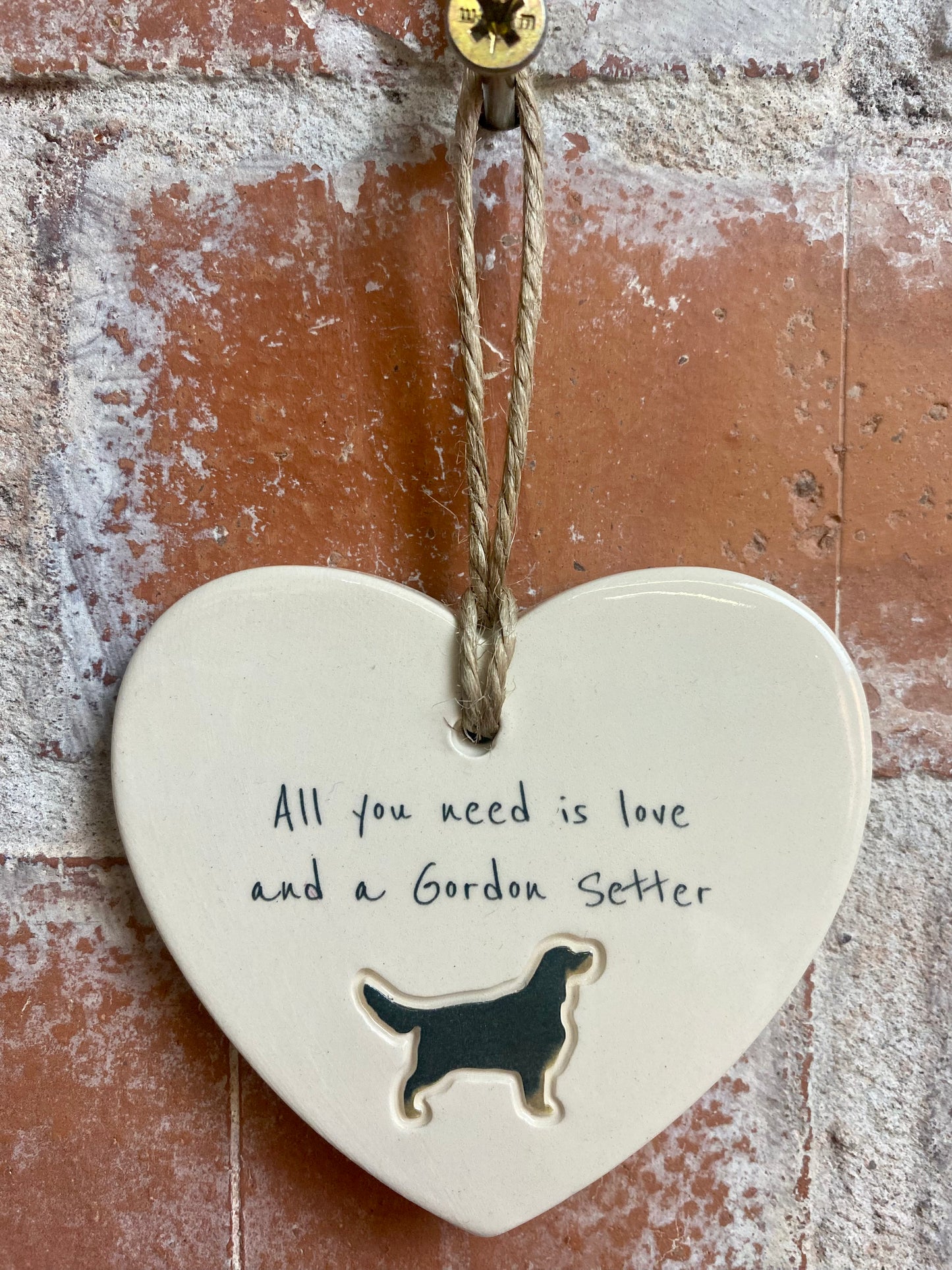 Gordon Setter Ceramic Heart Ornament