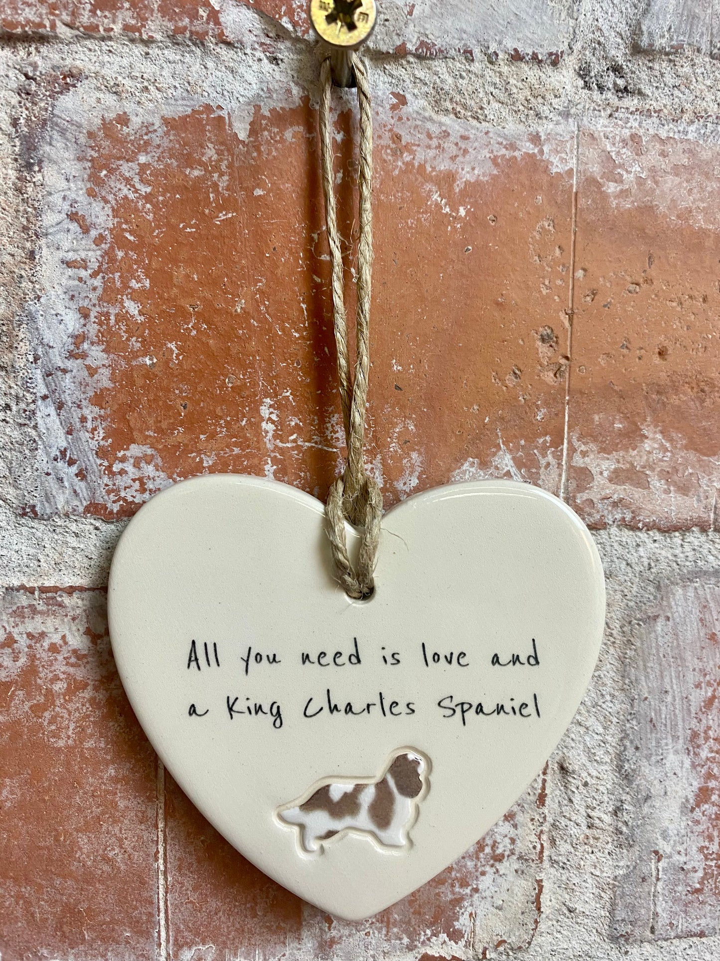 King Charles Spaniel Ceramic Heart Ornament