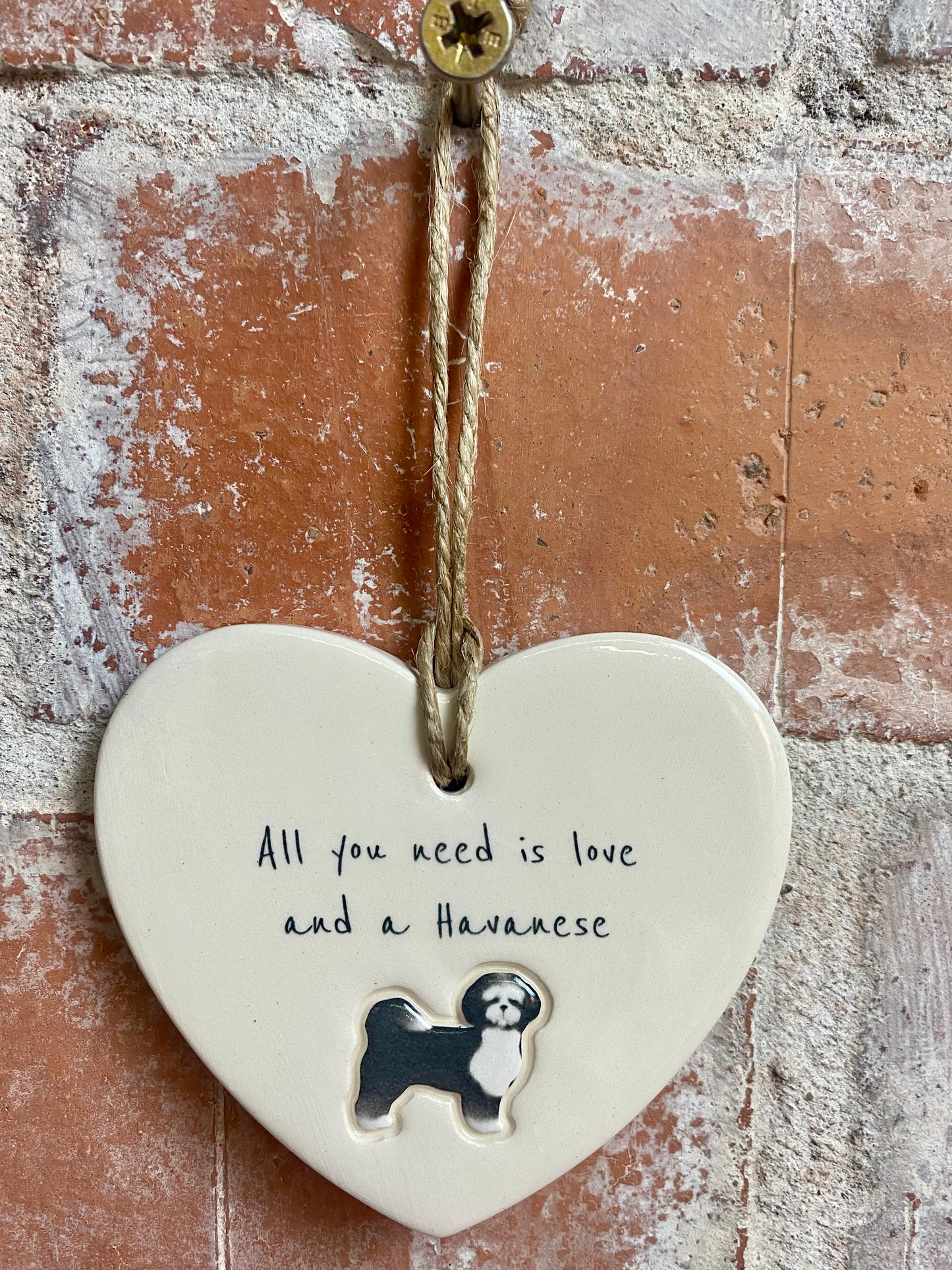 Havanese Ceramic Heart Ornament