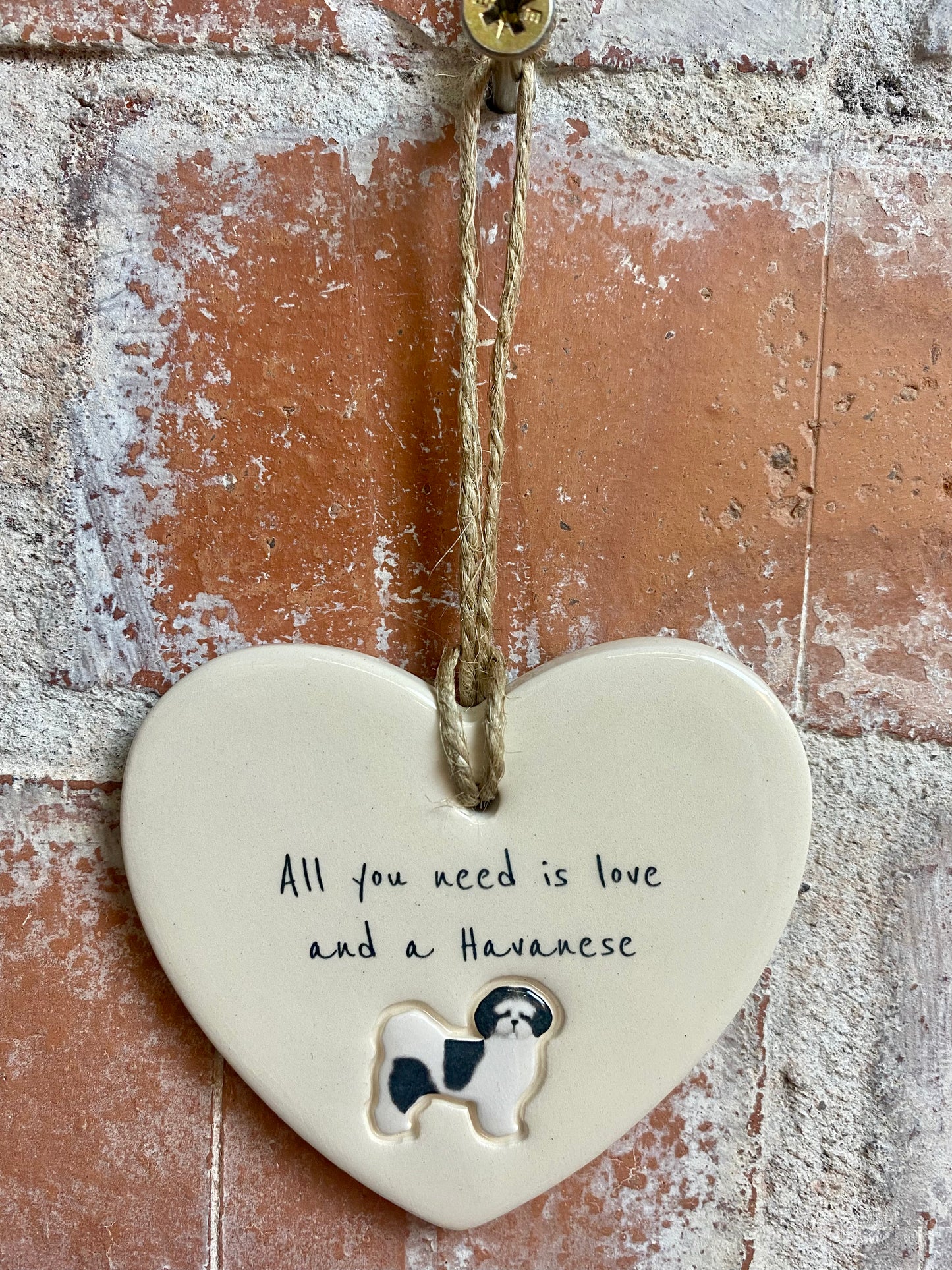 Havanese Ceramic Heart Ornament