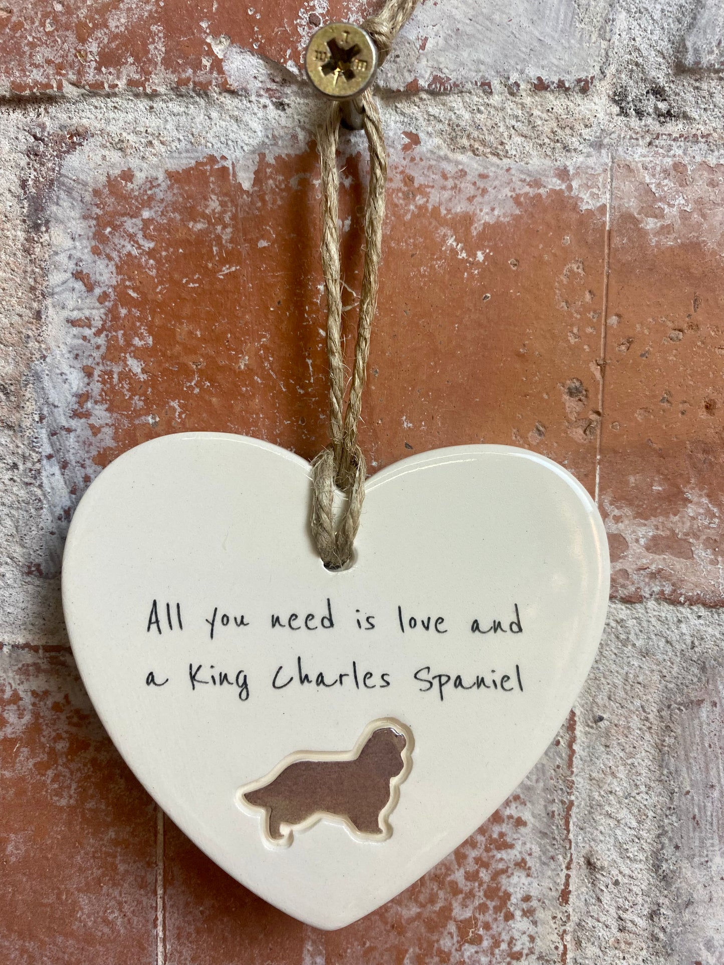 King Charles Spaniel Ceramic Heart Ornament