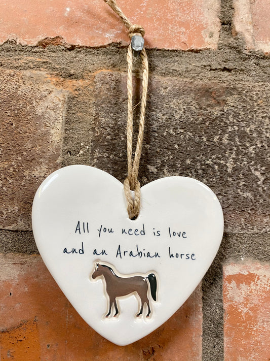 Arabian Horse Ceramic Heart Ornament