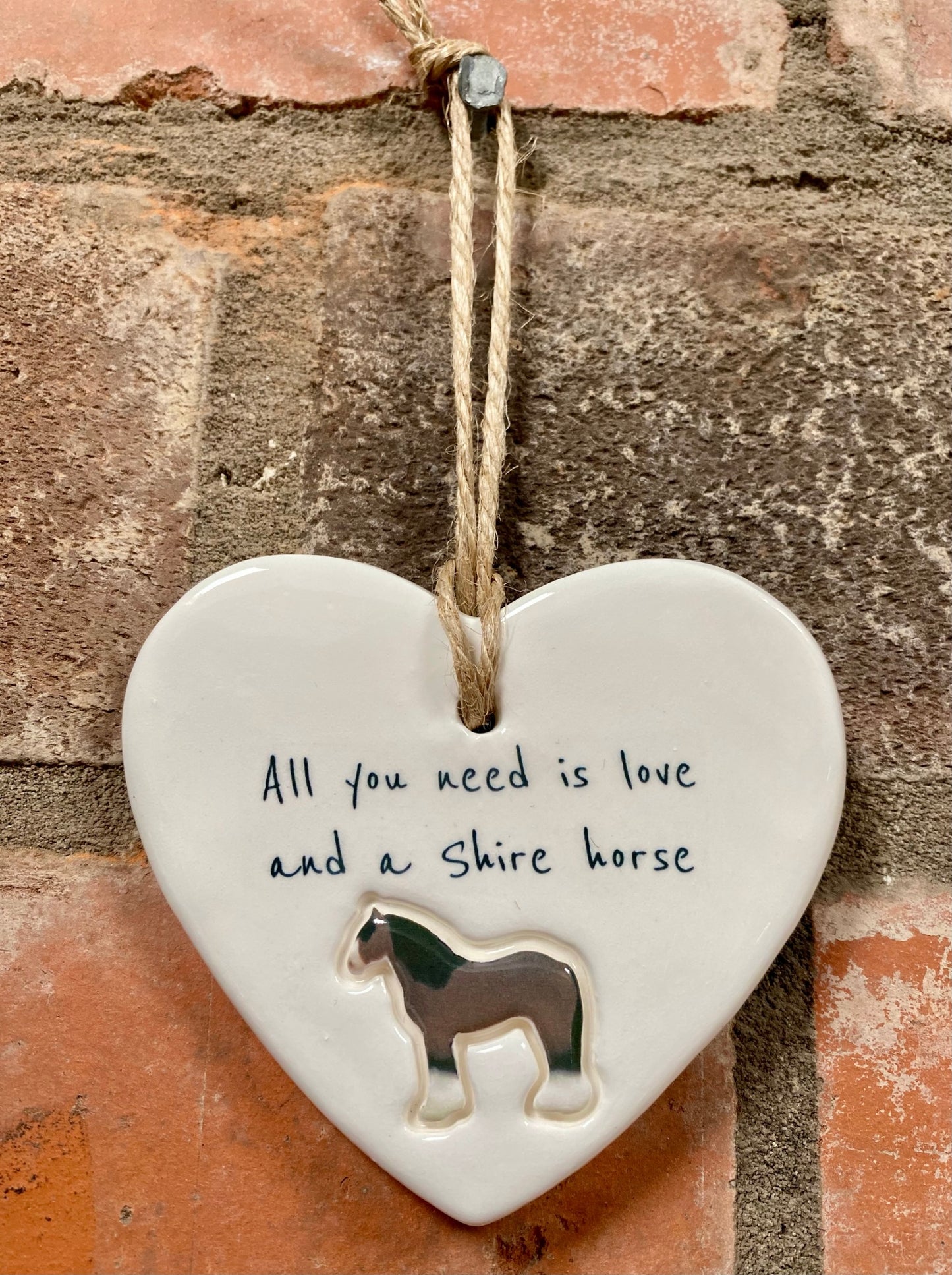Shire Horse Ceramic Heart Ornament