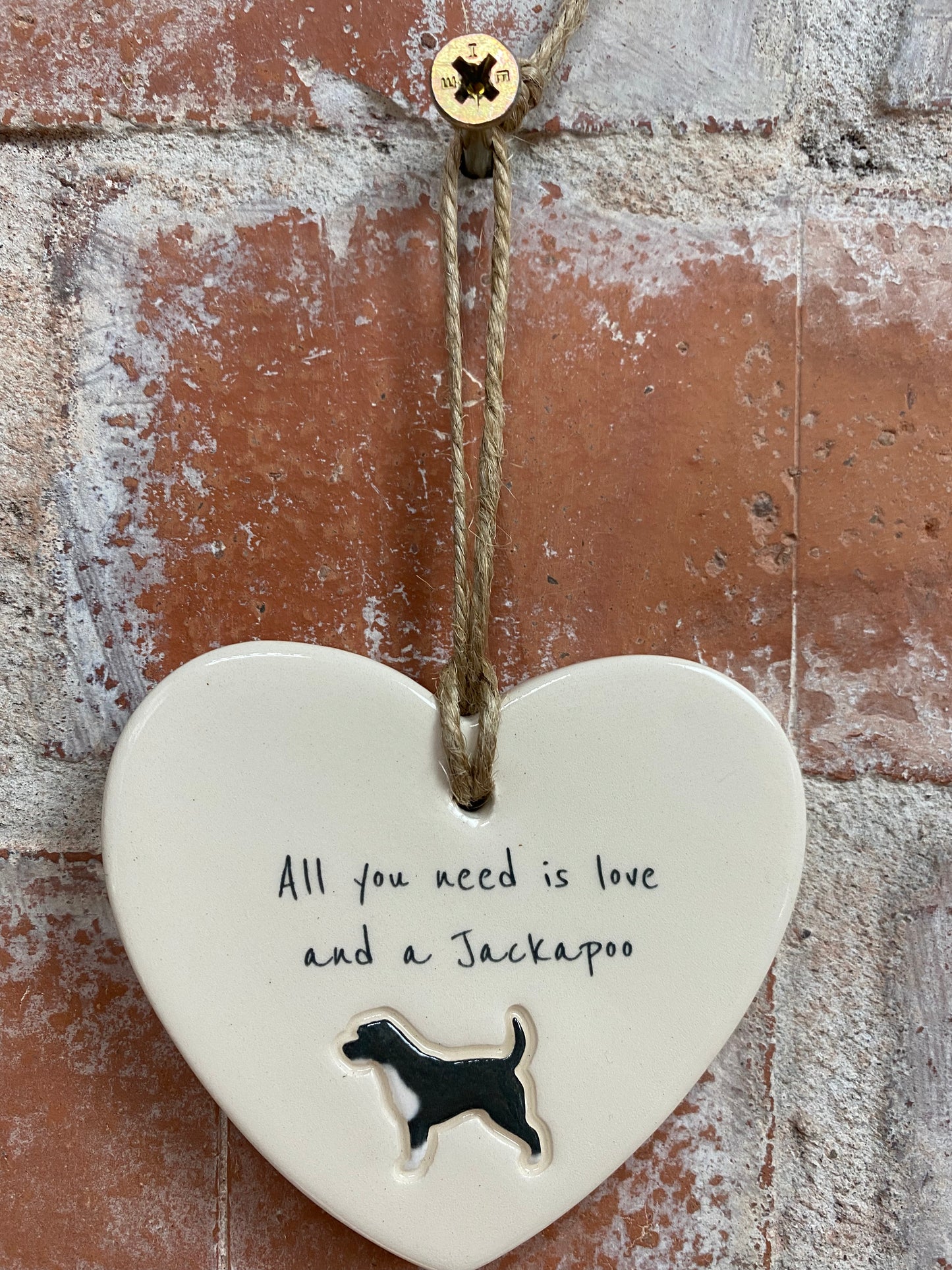 Jackapoo Ceramic Heart Ornament