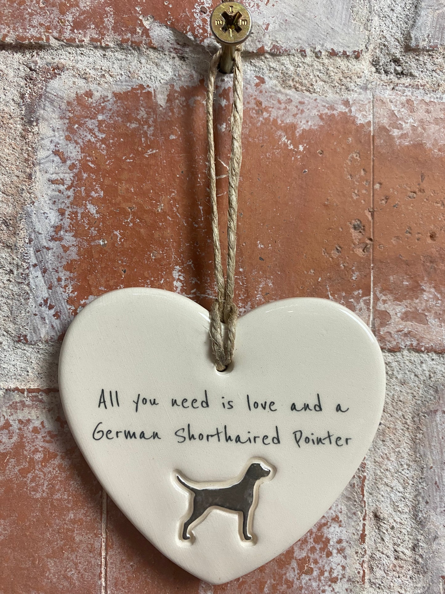 German Shorthaired Pointer Ceramic Heart Ornament
