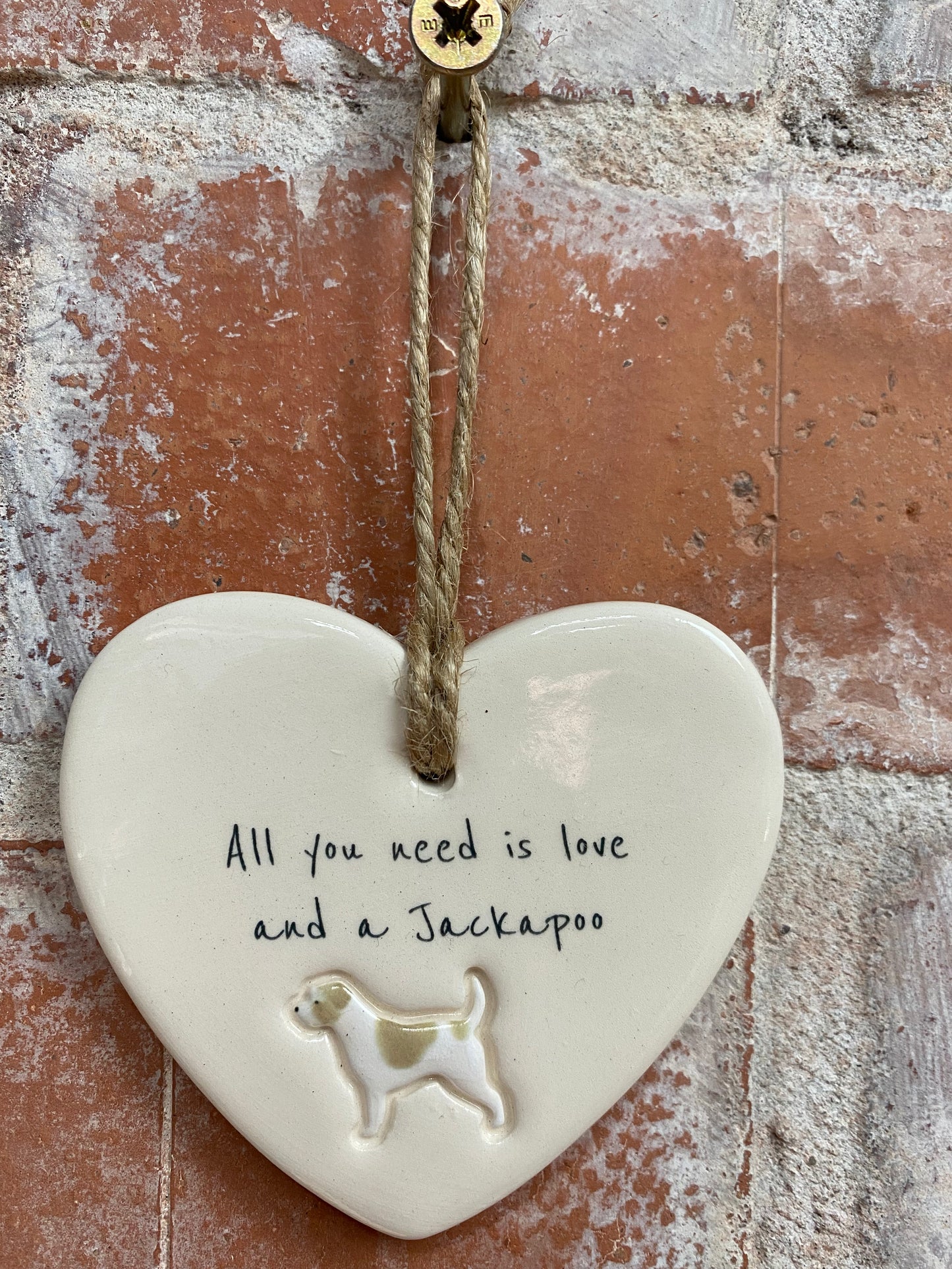Jackapoo Ceramic Heart Ornament