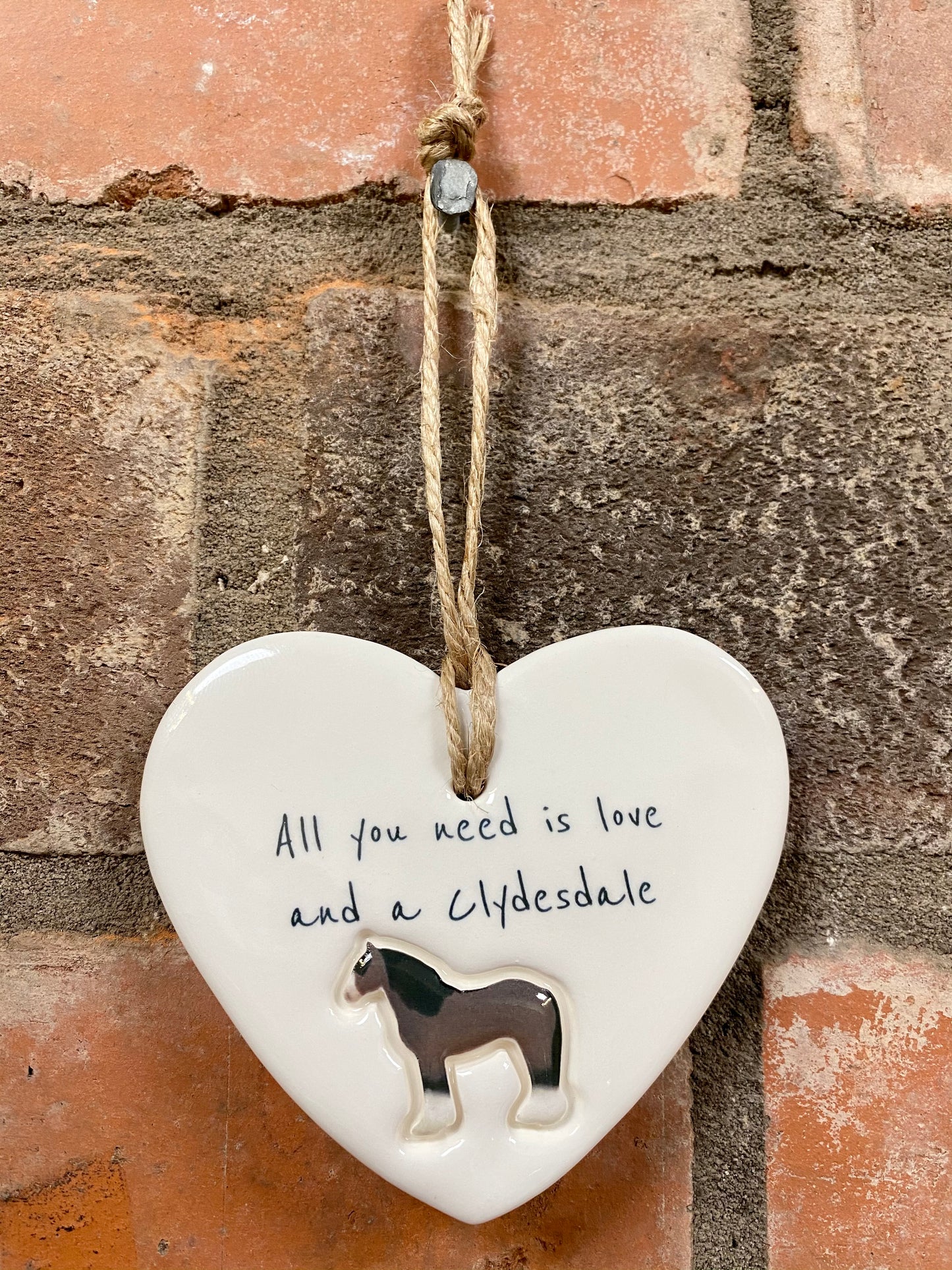 Clydesdale Ceramic Heart Ornament