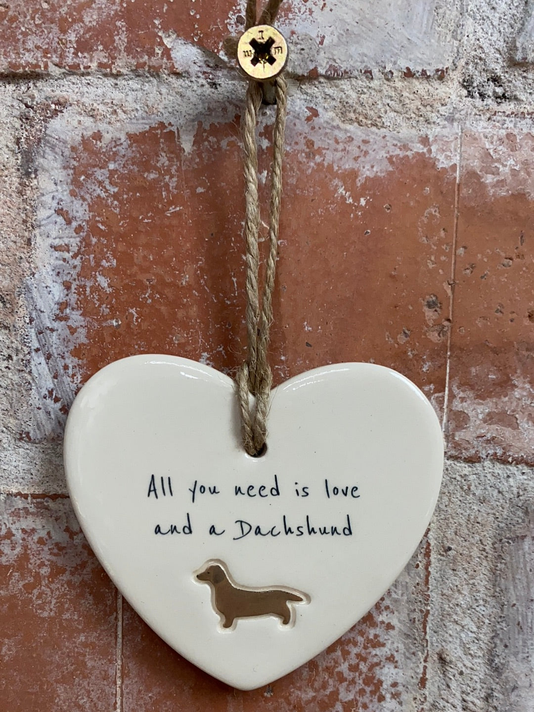 Dachshund Ceramic Heart Ornament