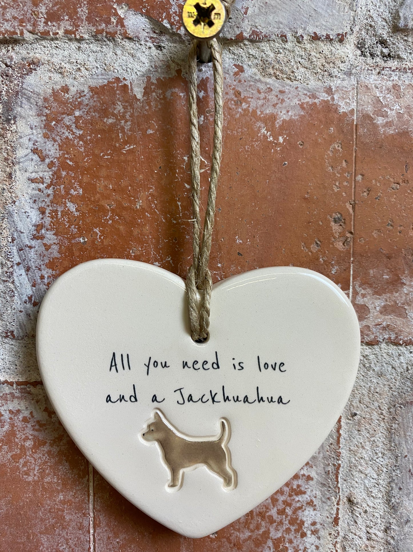 Jackhuahua Ceramic Heart Ornament