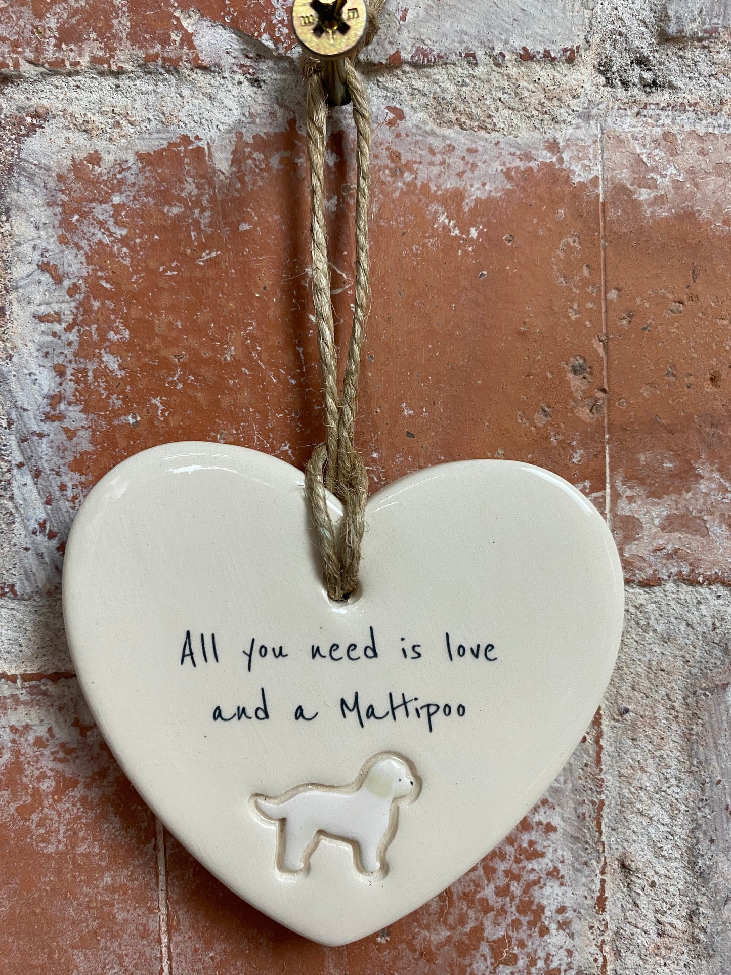 Maltipoo Ceramic Heart Ornament