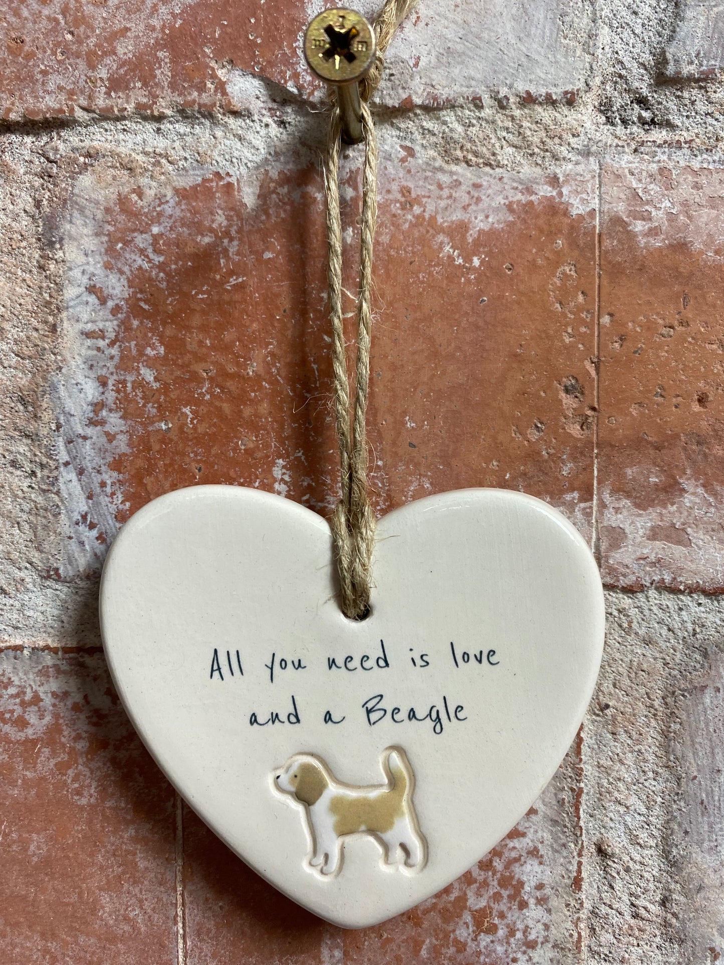 Beagle Ceramic Heart Ornament