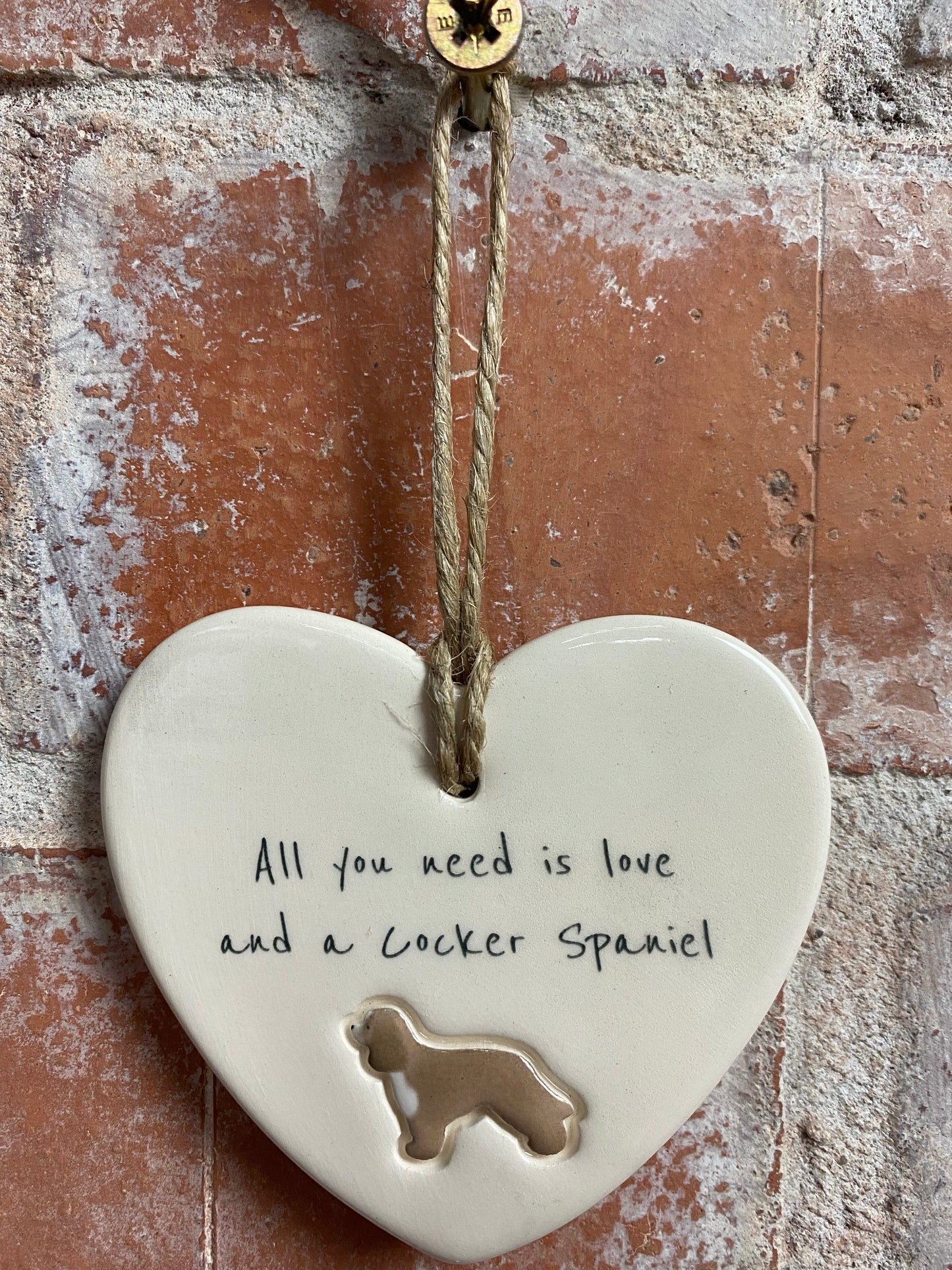 Cocker Spaniel Ceramic Heart Ornament