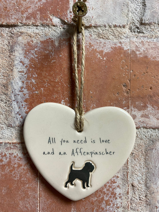 Affenpinscher Ceramic Heart Ornament
