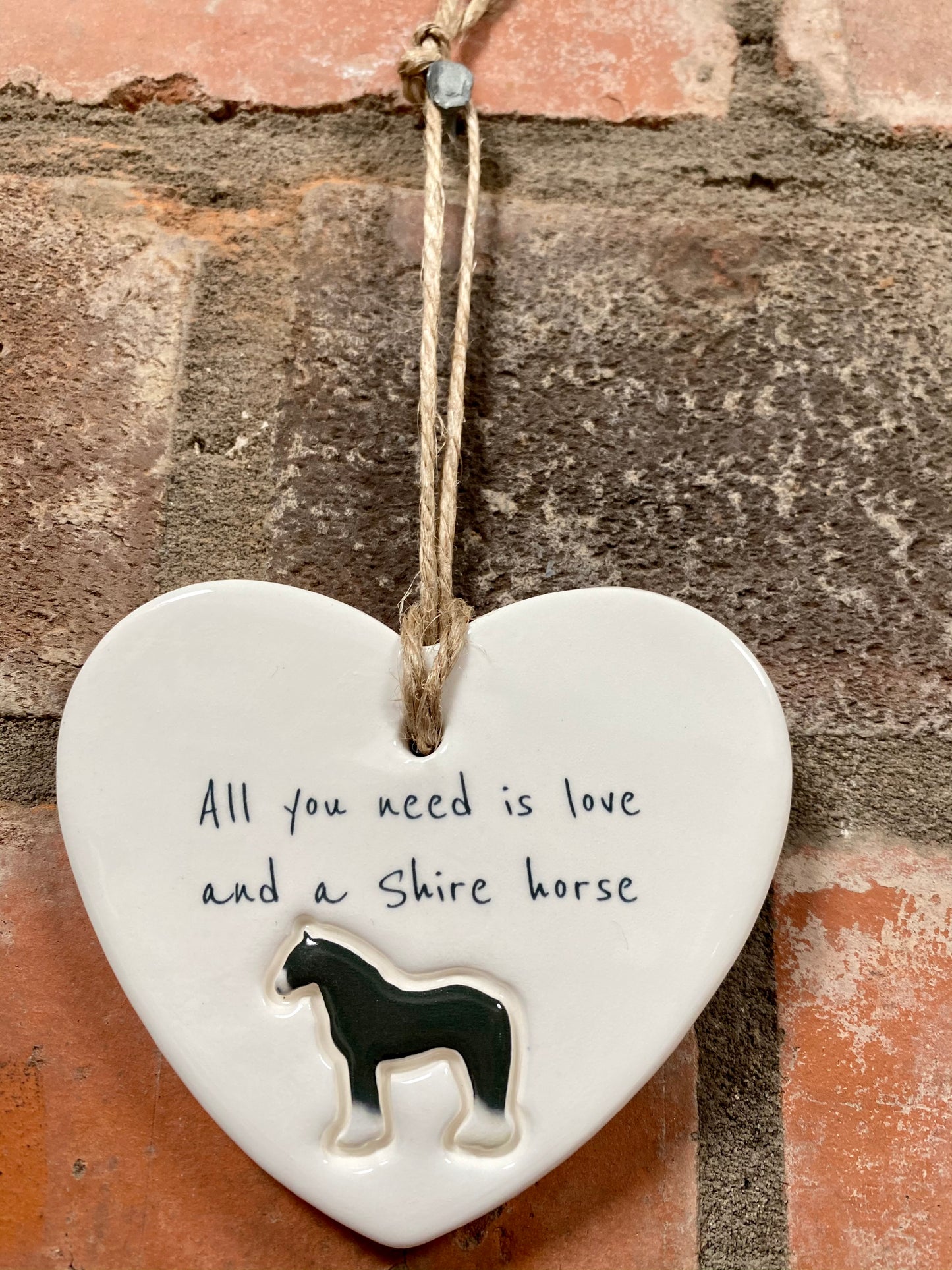 Shire Horse Ceramic Heart Ornament
