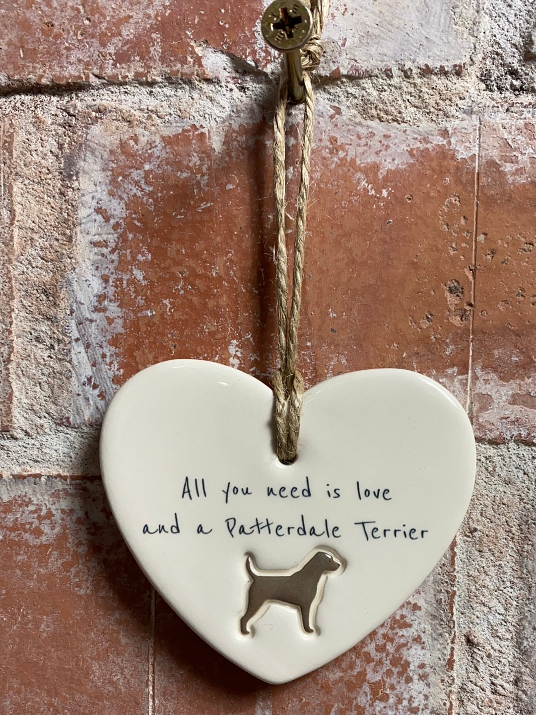 Patterdale Terrier Ceramic Heart Ornament