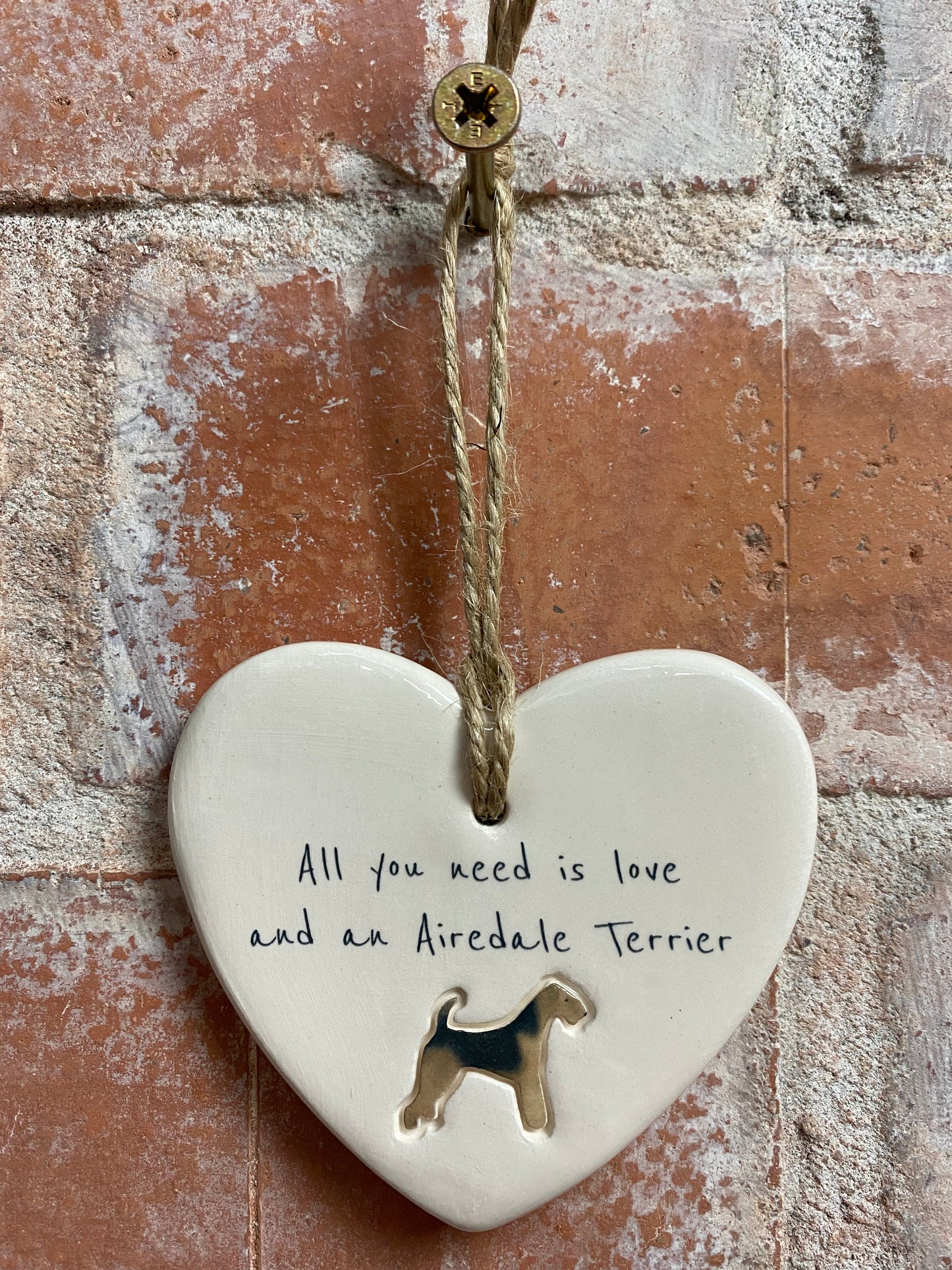 Airedale Terrier Ceramic Heart Ornament