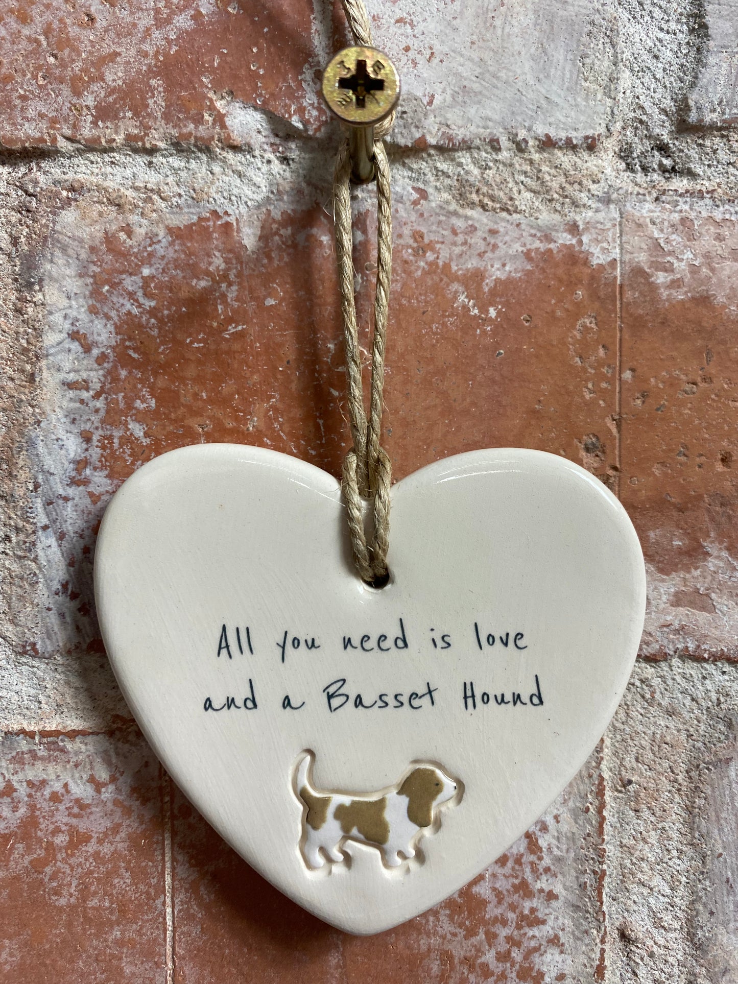 Basset Hound Ceramic Heart Ornament
