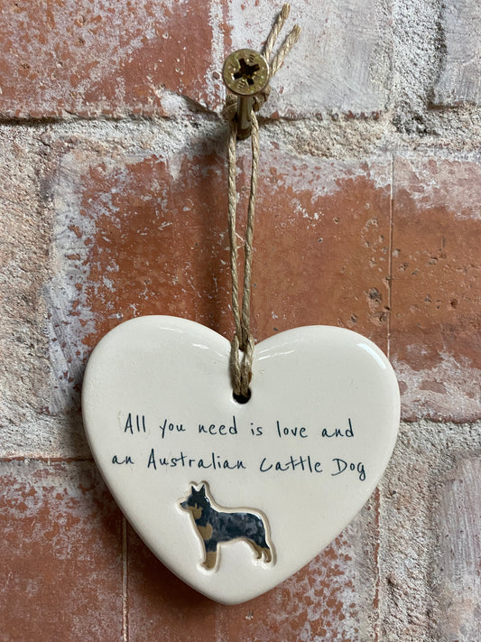 Australian Cattle Dog Ceramic Heart Ornament