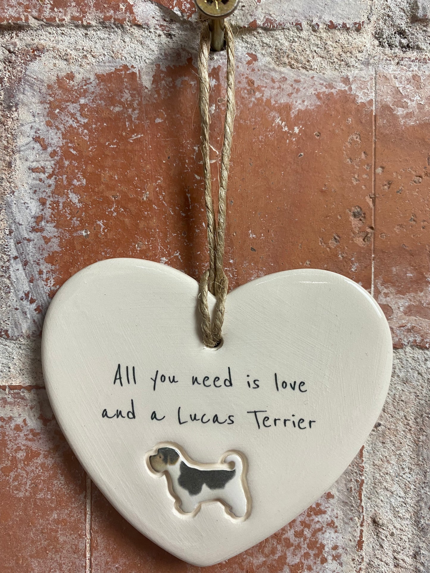 Lucas Terrier Ceramic Heart Ornament