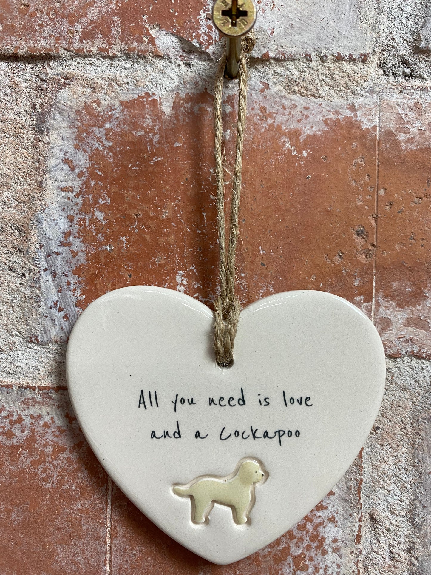 Cockapoo Ceramic Heart Ornament