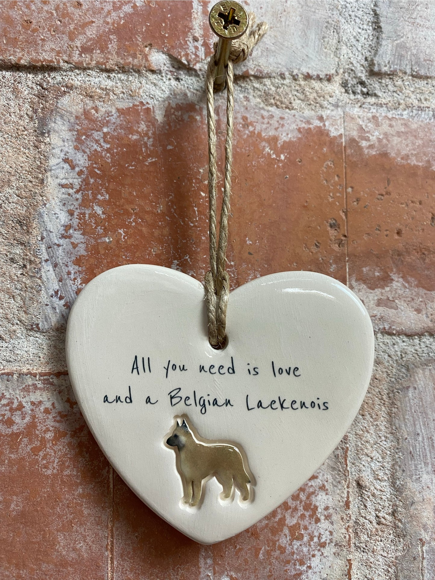 Belgian Laekenois Ceramic Heart Ornament
